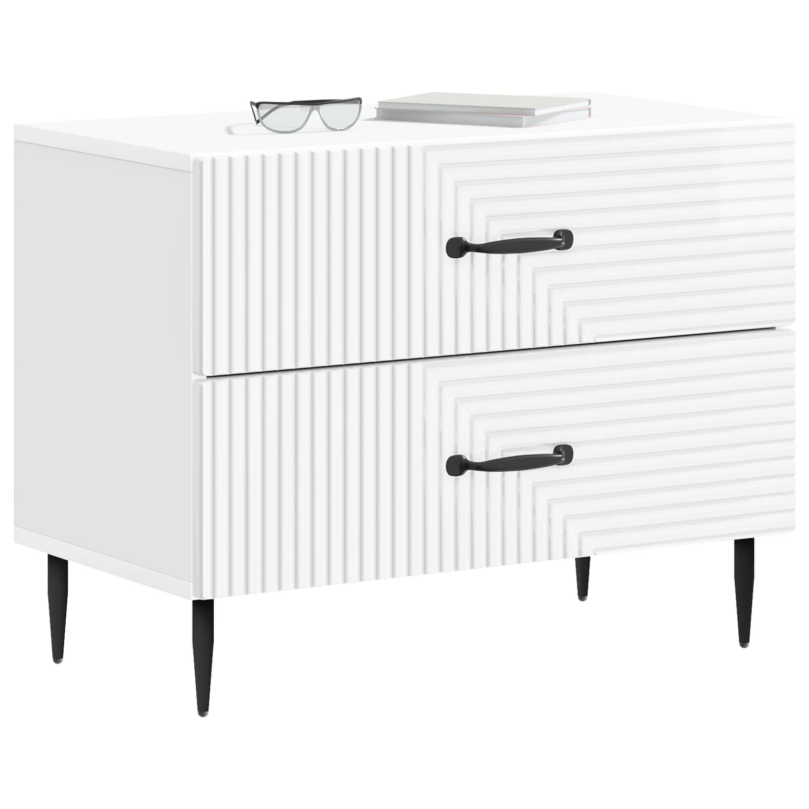 Noćni ormar s ladicama Bijela visokog sjaja 62 x 34,5 x 47,5 cm