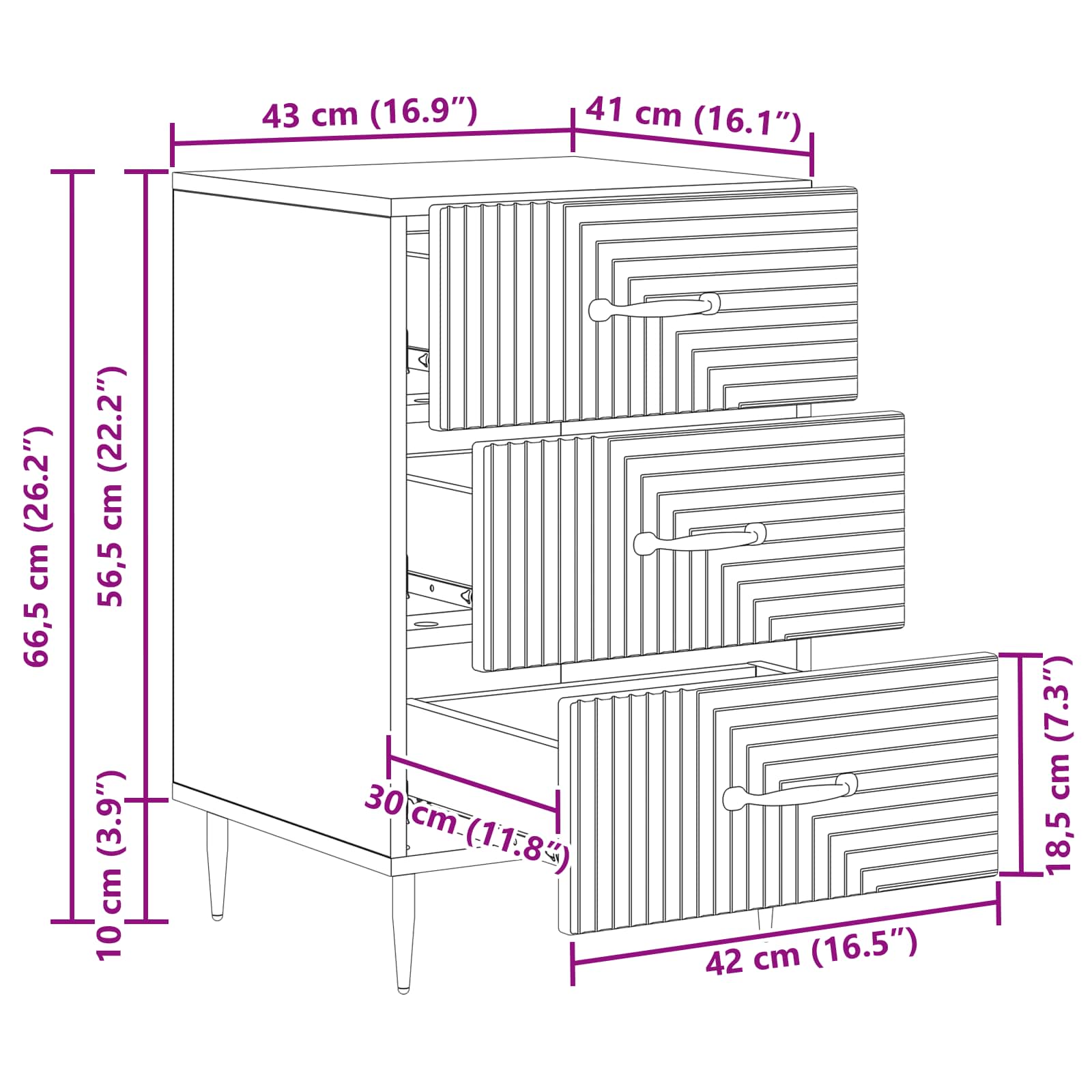 Noćni ormar Betonska siva 43 x 41 x 66,5 cm Konstruirano drvo