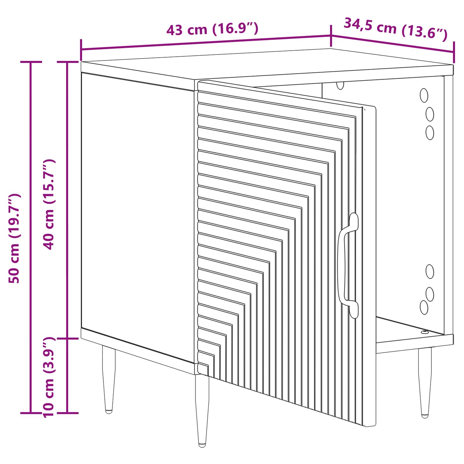 Noćni ormar 2 pcs Dimljeni hrast 43 x 34,5 x 50 cm