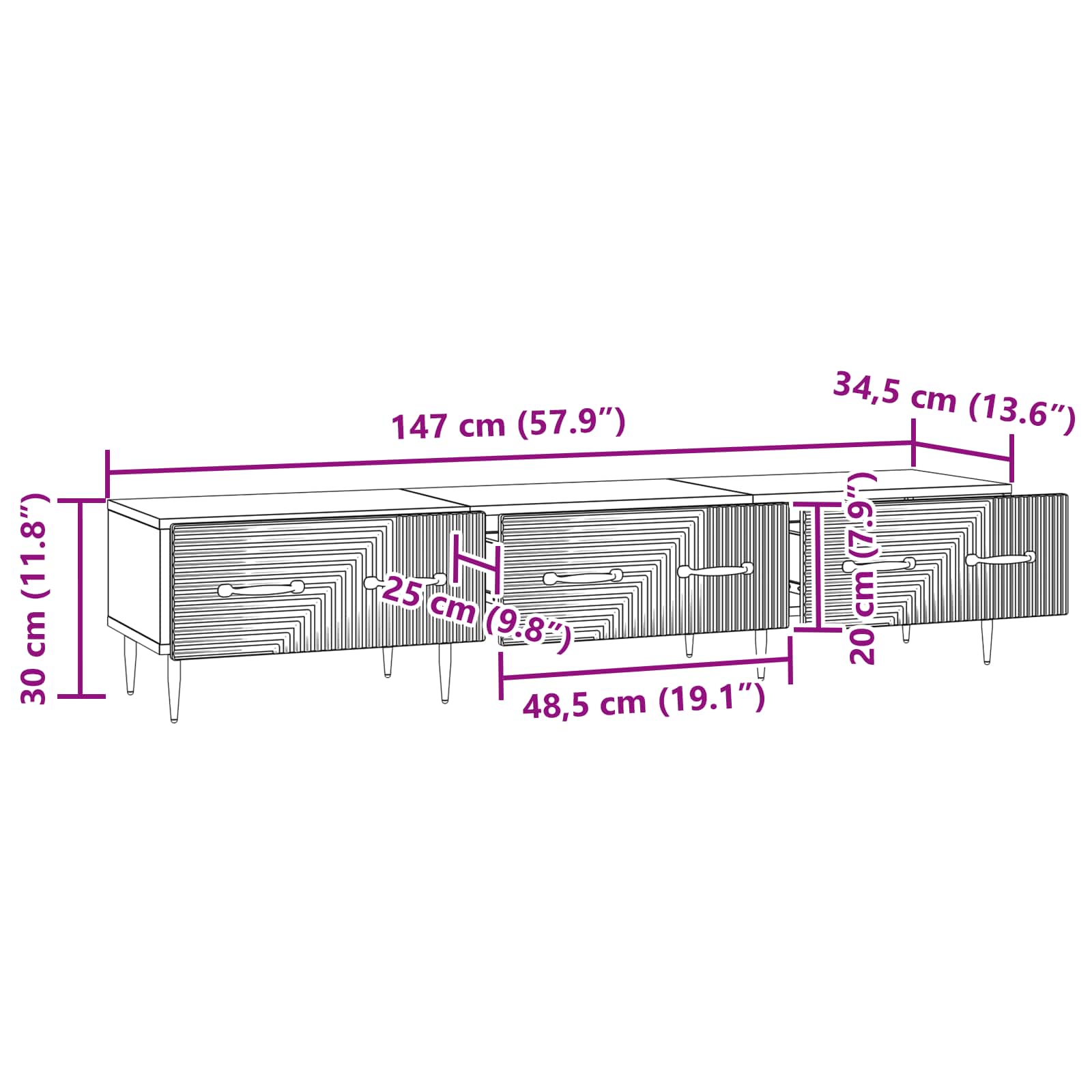 TV ormar Betonska siva 147 x 34,5 x 30 cm Konstruirano drvo