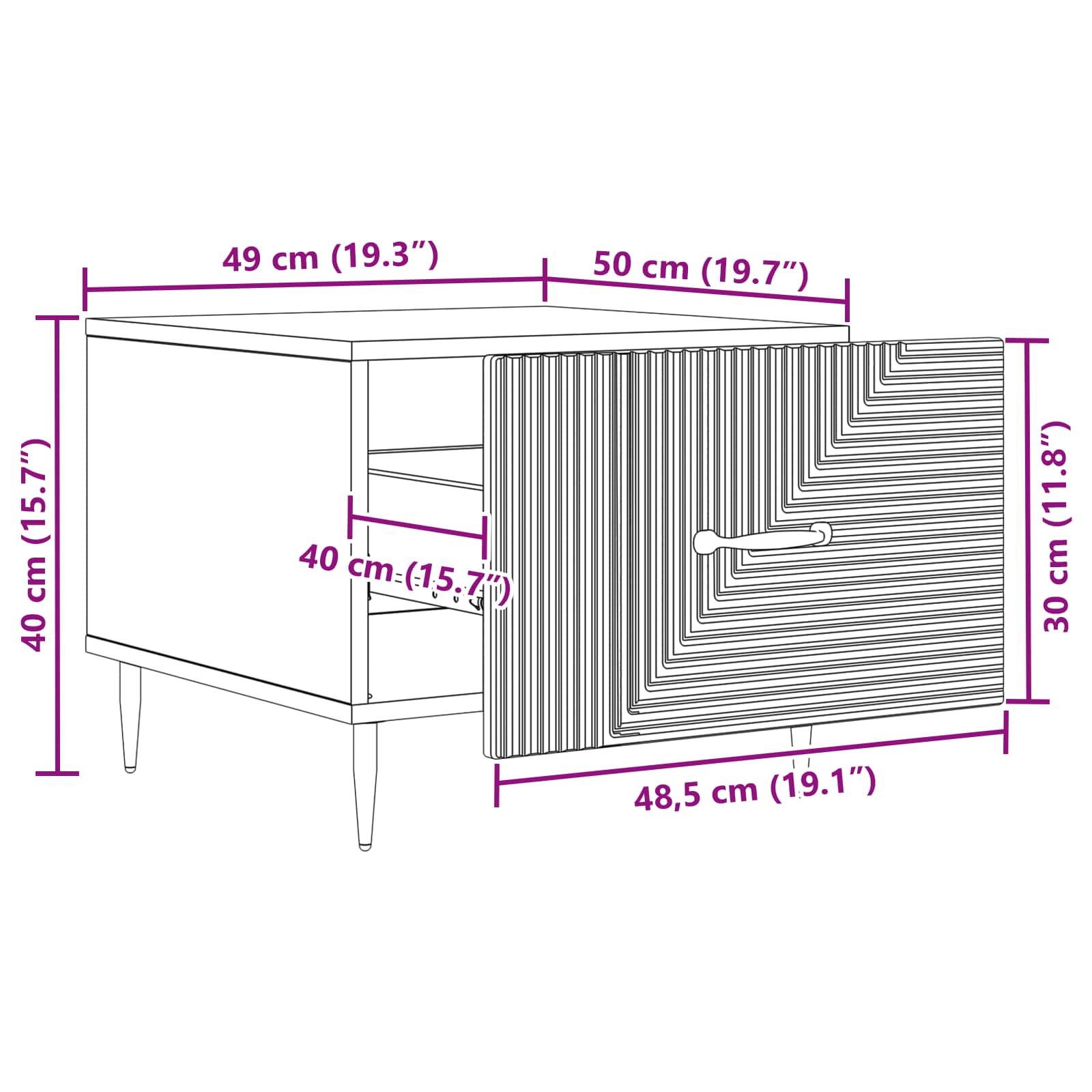 Kava Stol Siva sonoma 49 x 50 x 40 cm Konstruirano drvo