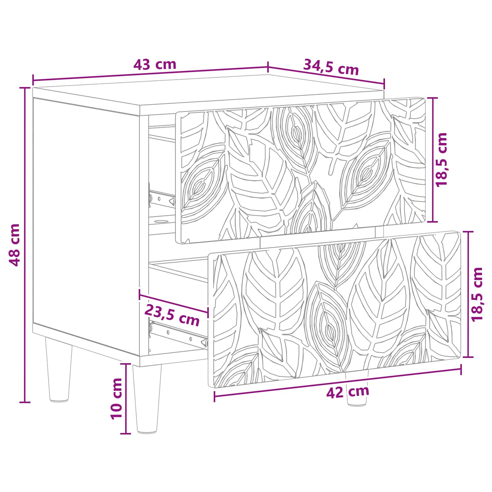 Noćni ormarić 2 pcs Dimljeni hrast 43 x 34,5 x 48 cm