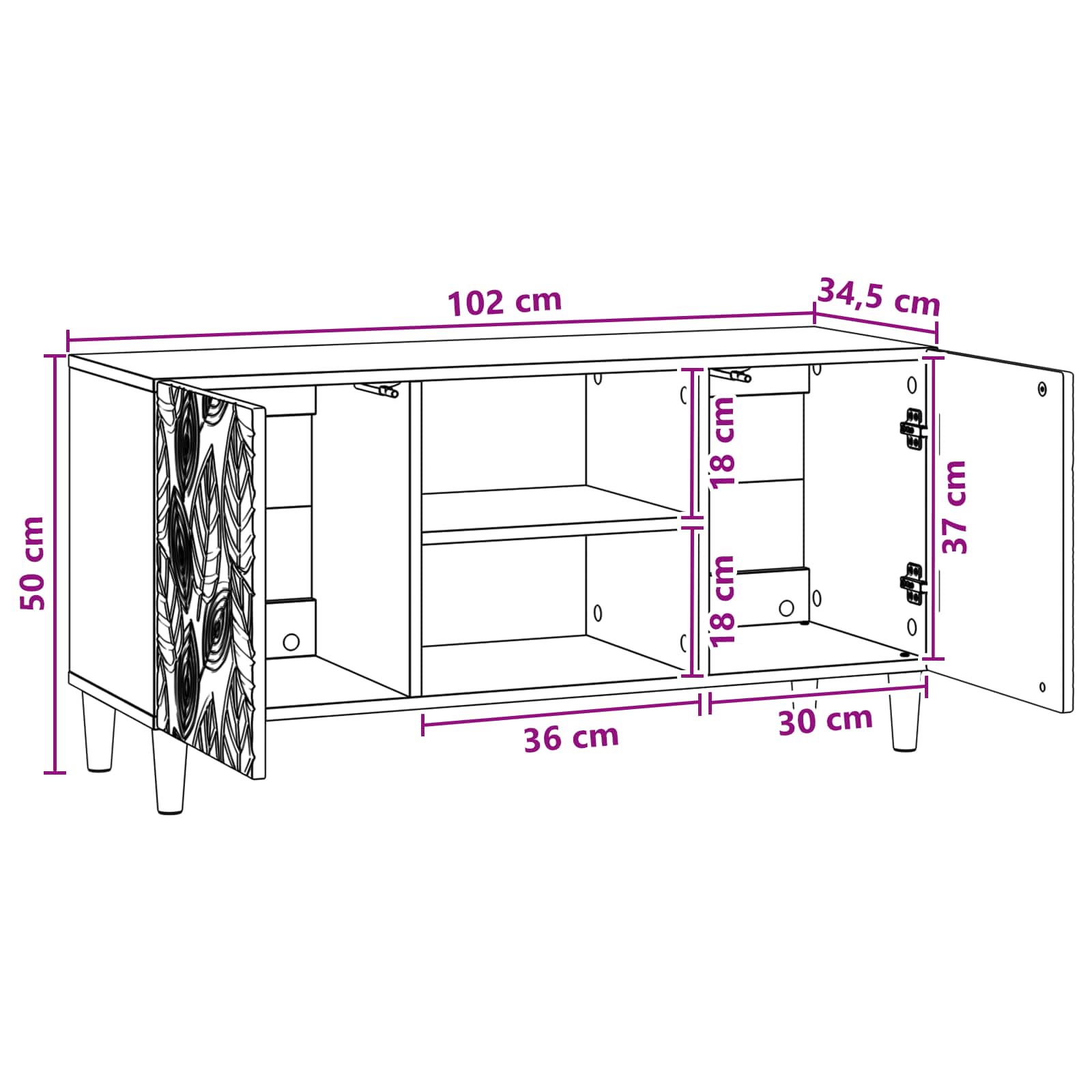 TV ormar 102 x 34,5 x 50 cm Bijela Konstruirano drvo