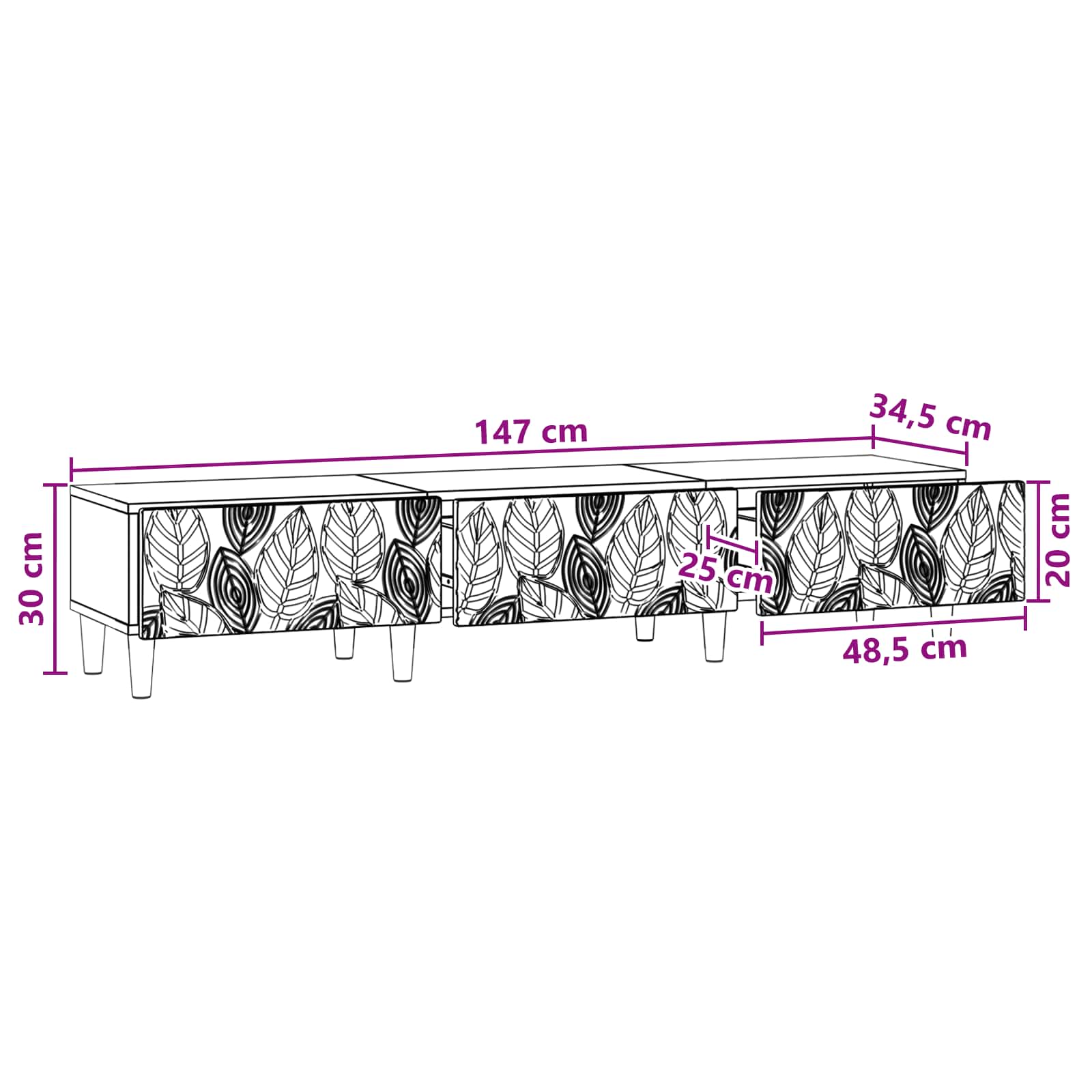 TV ormar 147 x 34,5 x 30 cm Hrast sonoma Konstruirano drvo