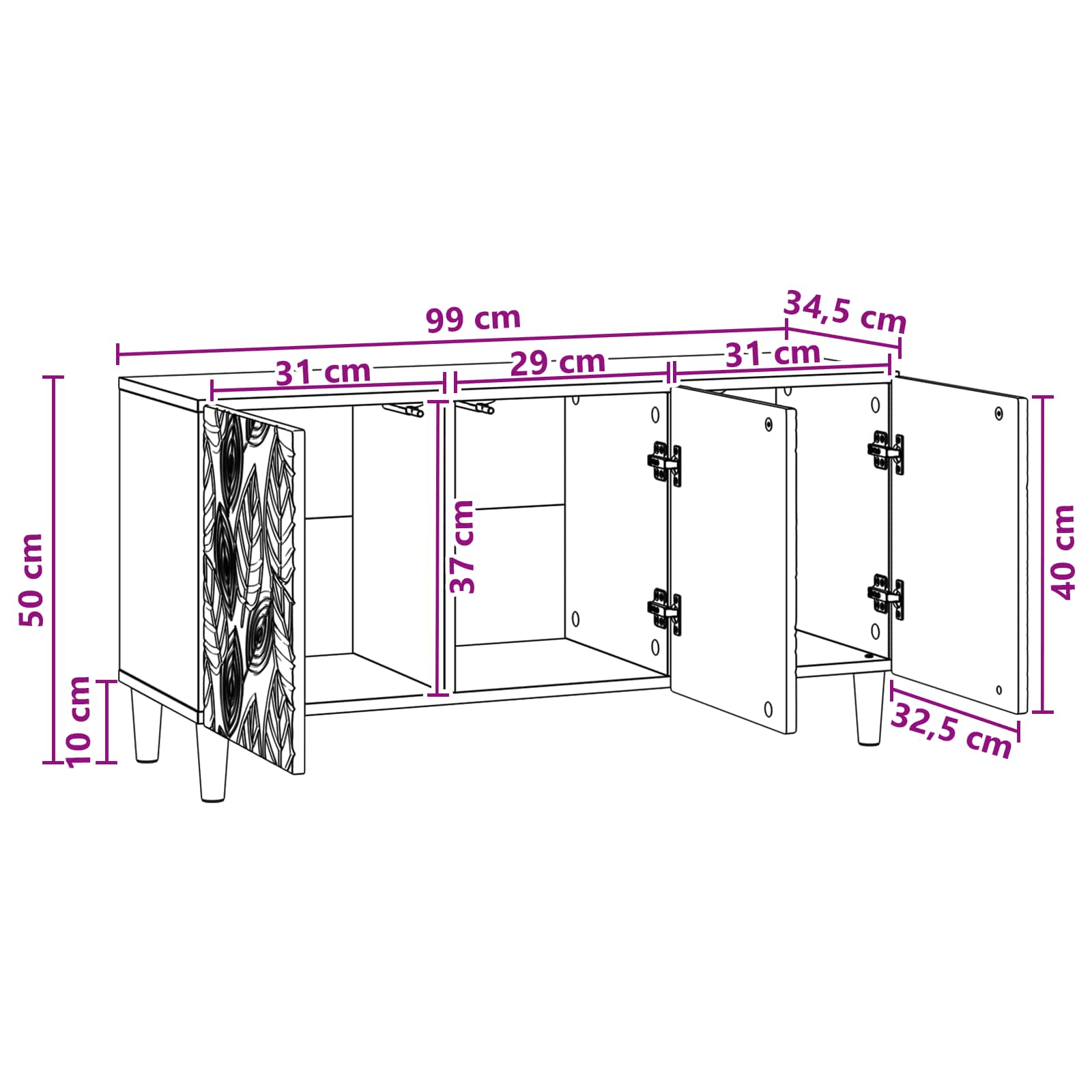 TV ormar 99 x 34,5 x 50 cm Hrast sonoma Konstruirano drvo