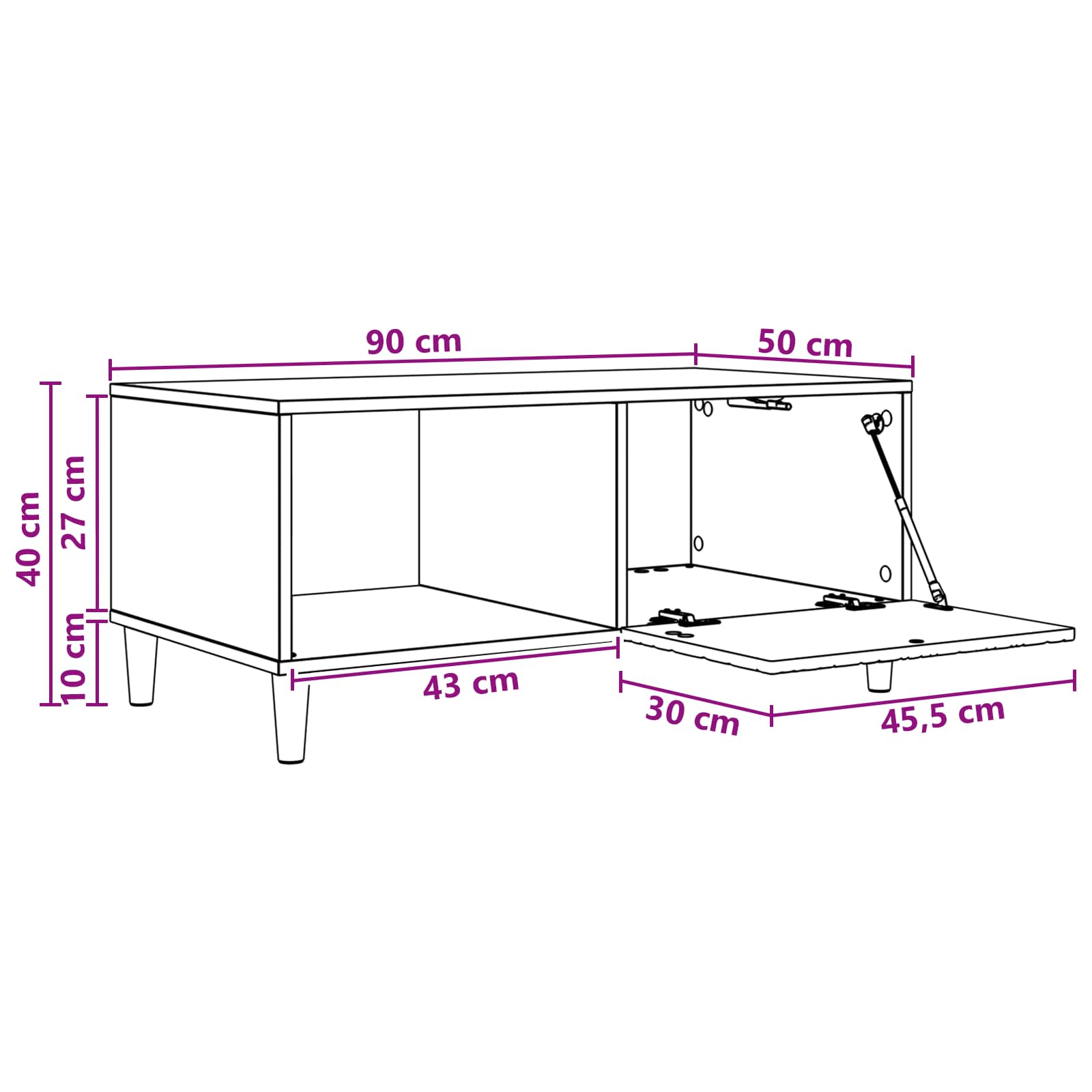 Kava Stol Bijela 90 x 50 x 40 cm Konstruirano drvo