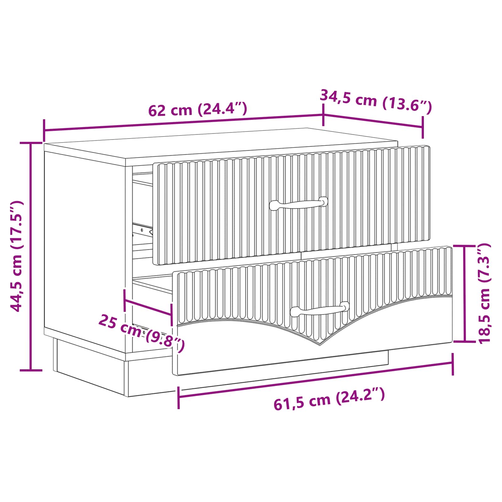Noćni ormar Betonska siva 62 x 34,5 x 44,5 cm Konstruirano drvo