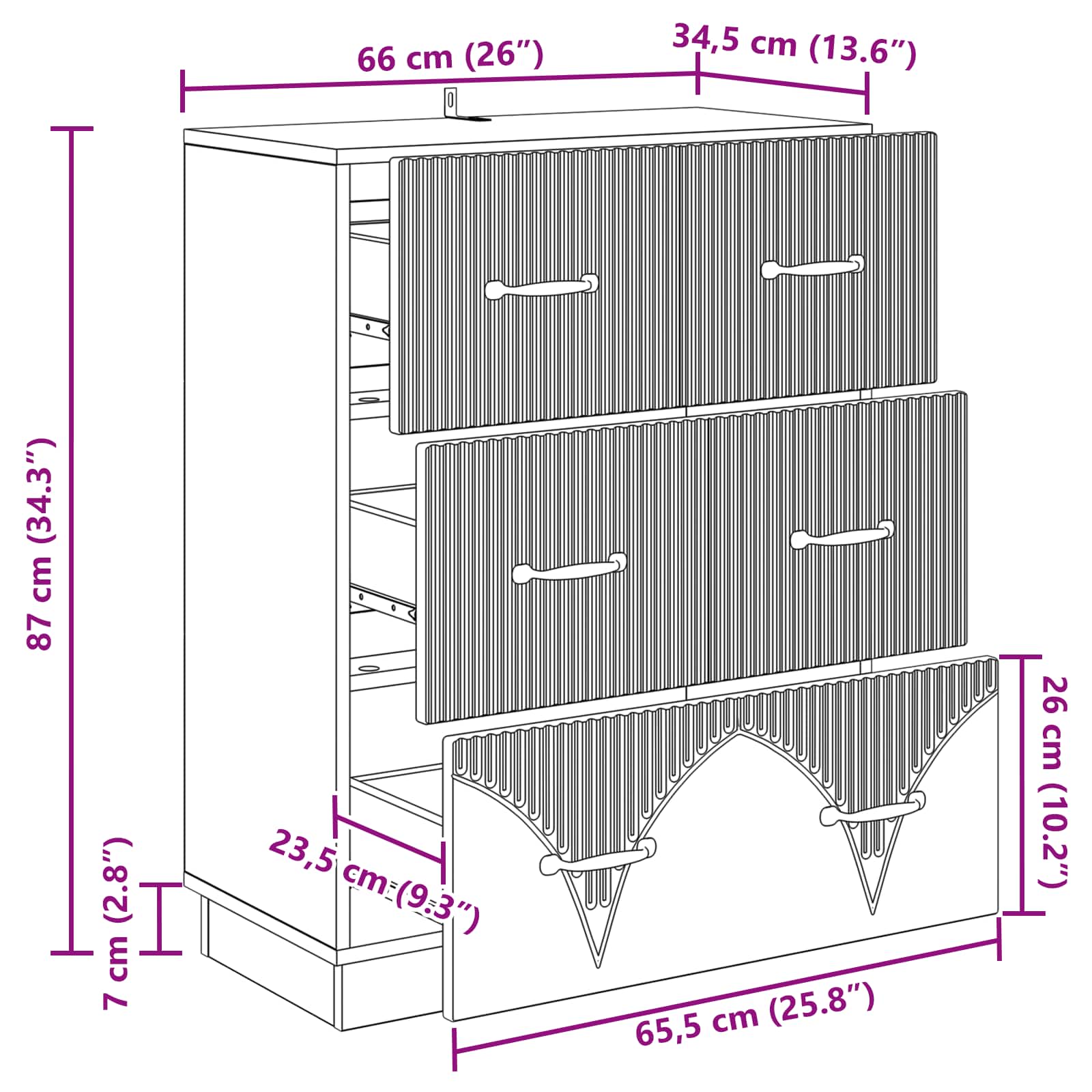 Ormar s ladicama Staro drvo 66 x 34,5 x 87 cm Konstruirano drvo