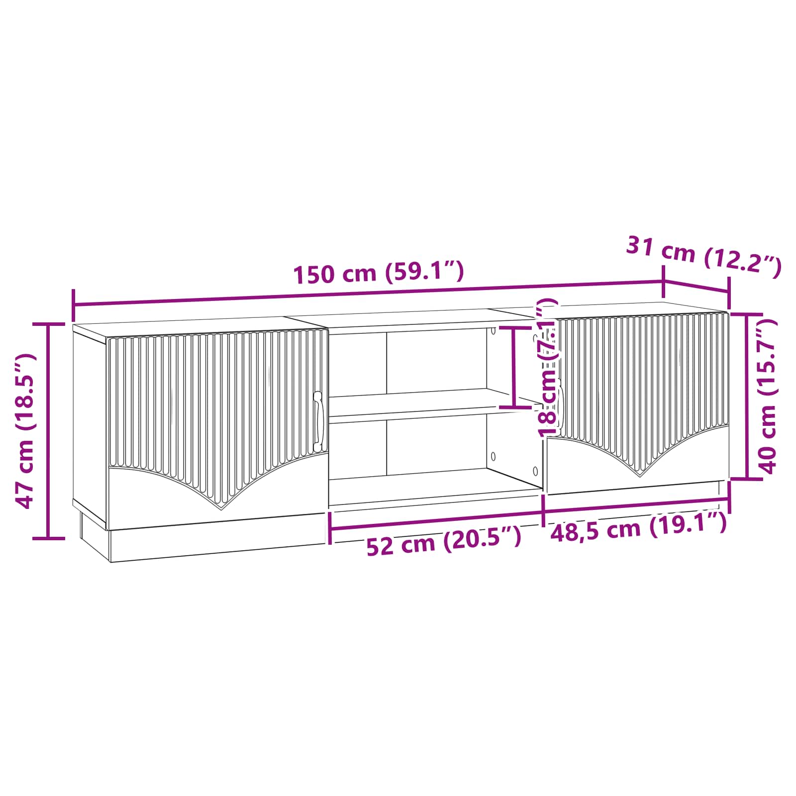 TV ormar Betonska siva 150 x 31 x 47 cm Konstruirano drvo
