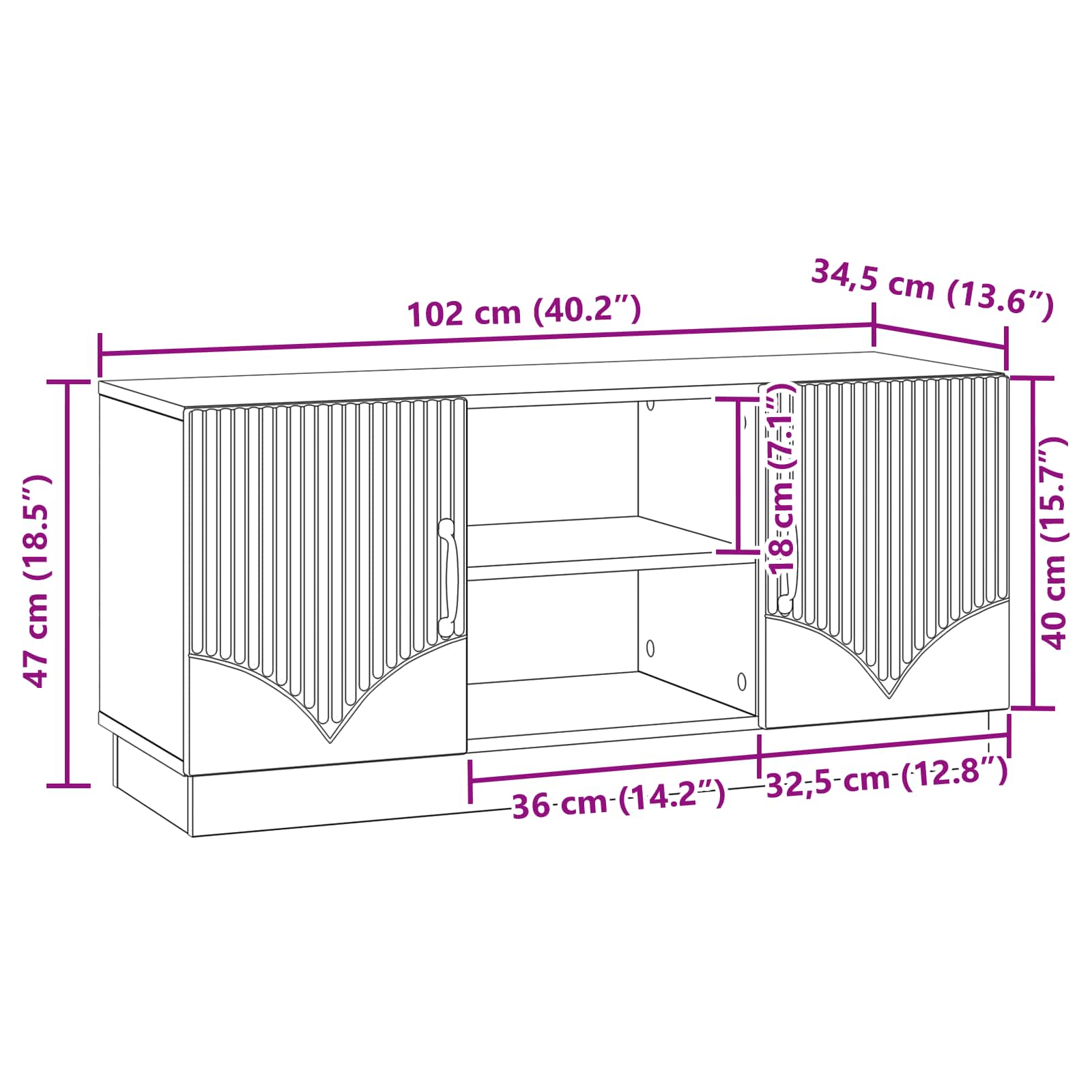 TV ormar Staro drvo 102 x 34,5 x 47 cm Konstruirano drvo