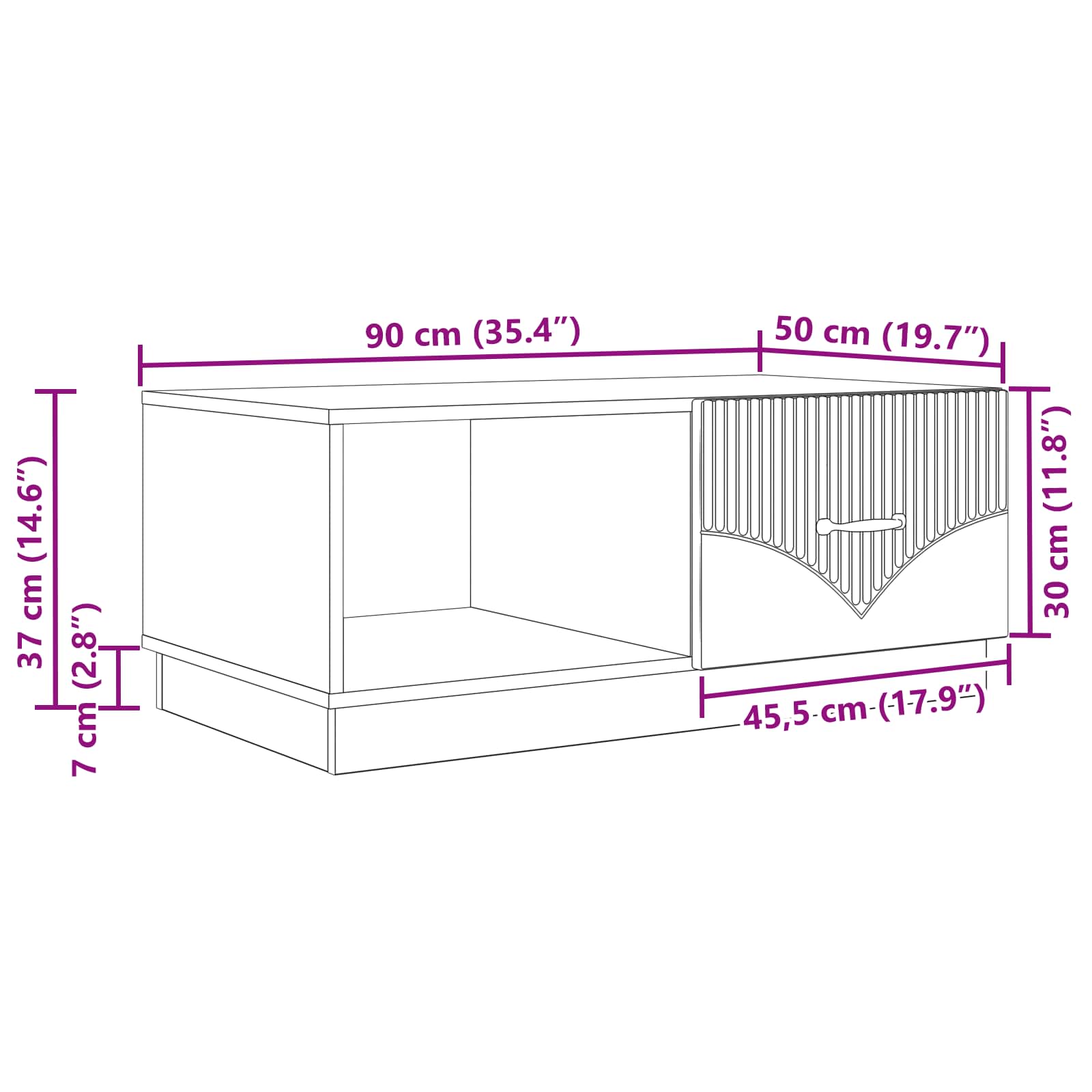 Kava Stol Bijela visokog sjaja 90 x 50 x 37 cm