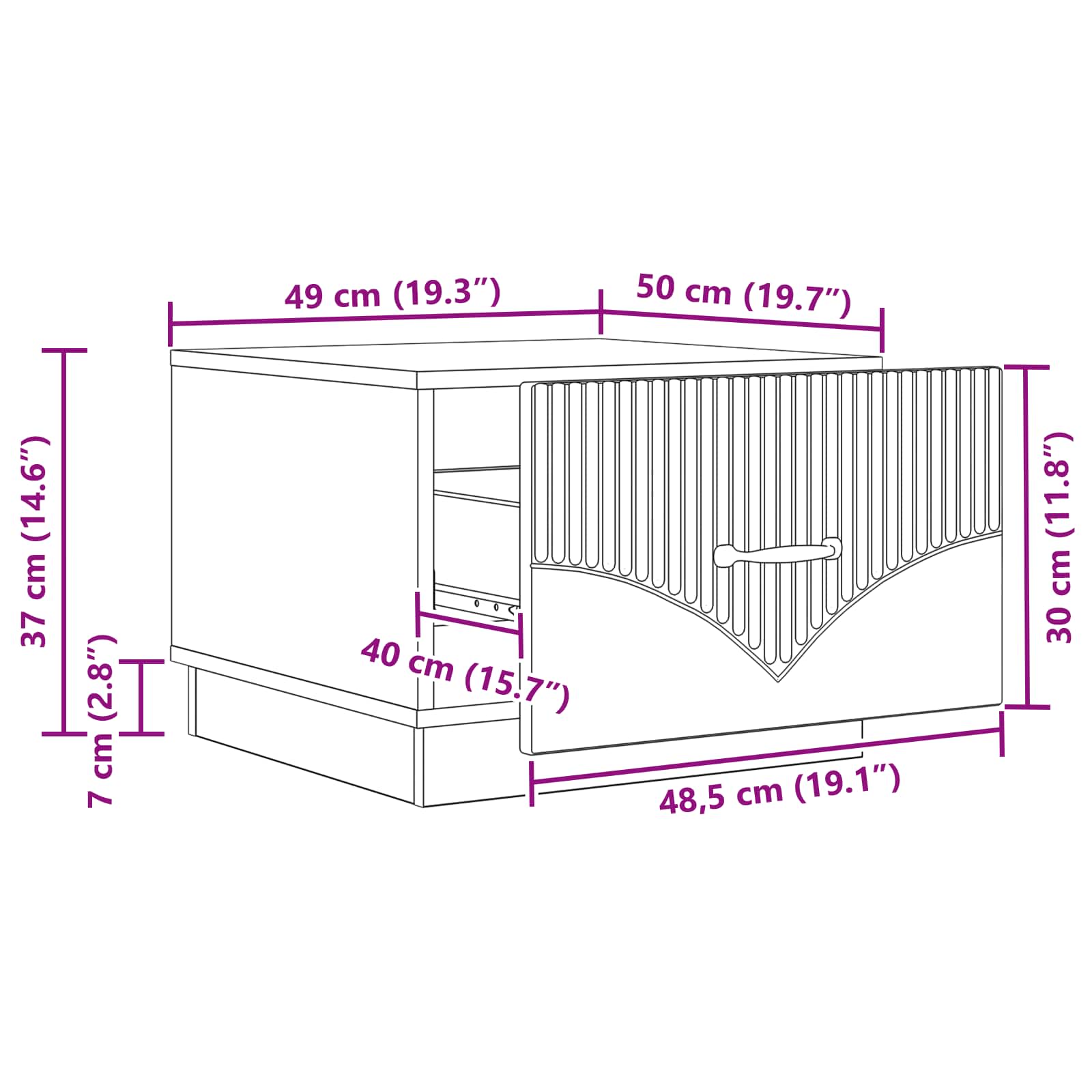 Kava Stol Betonska siva 49 x 50 x 37 cm Konstruirano drvo