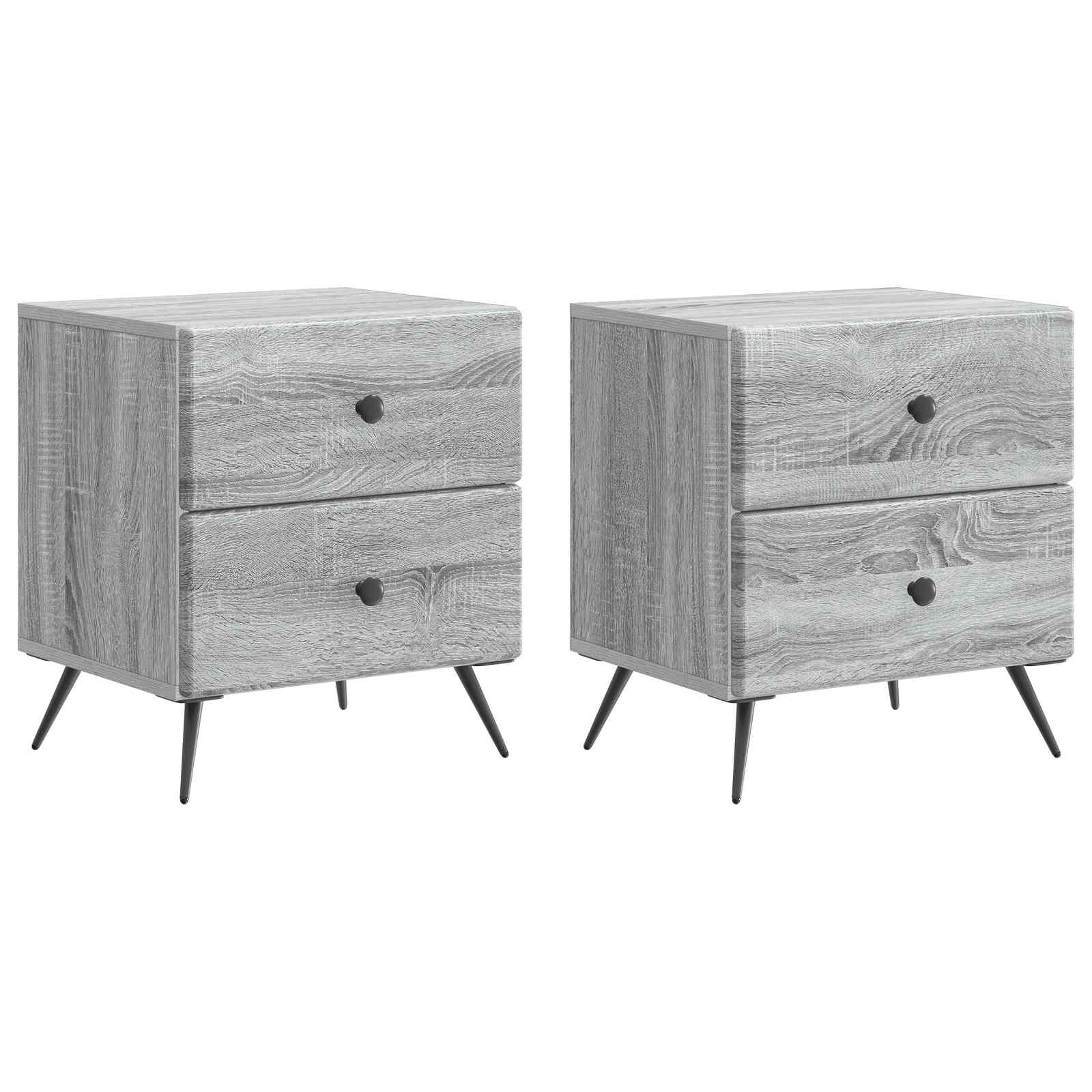 Noćni ormar s ladicama 2 pcs Siva sonoma 43 x 34,5 x 47,5 cm