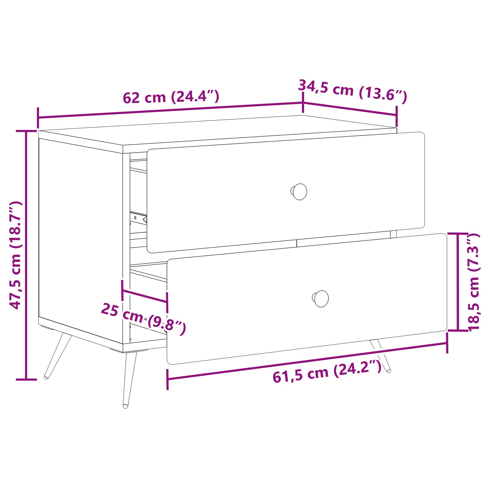 Noćni ormar Staro drvo 62 x 34,5 x 47,5 cm Konstruirano drvo