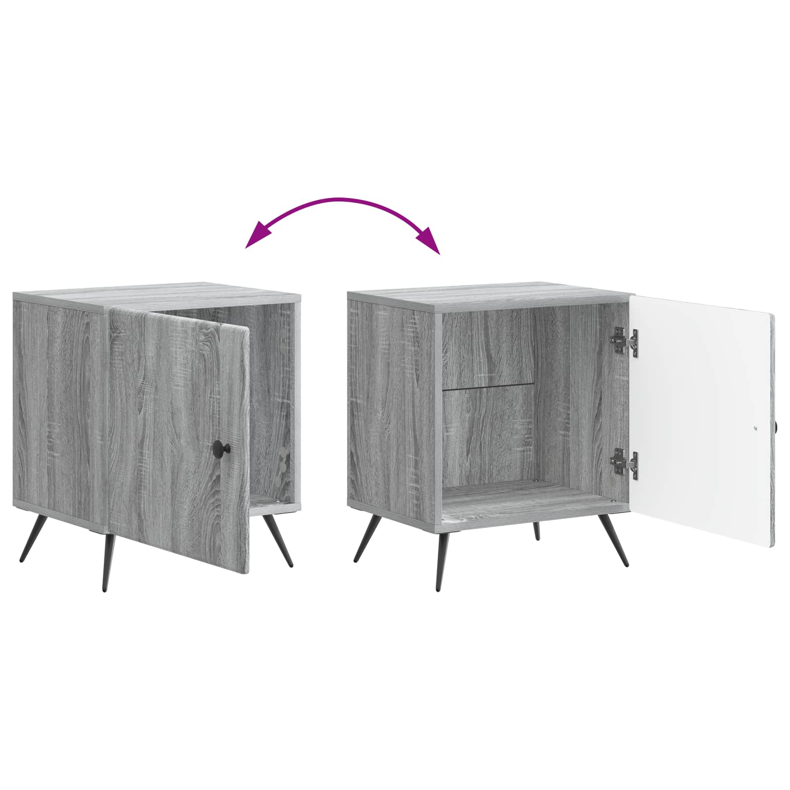Noćni ormar 2 pcs Siva sonoma 43 x 34,5 x 50 cm