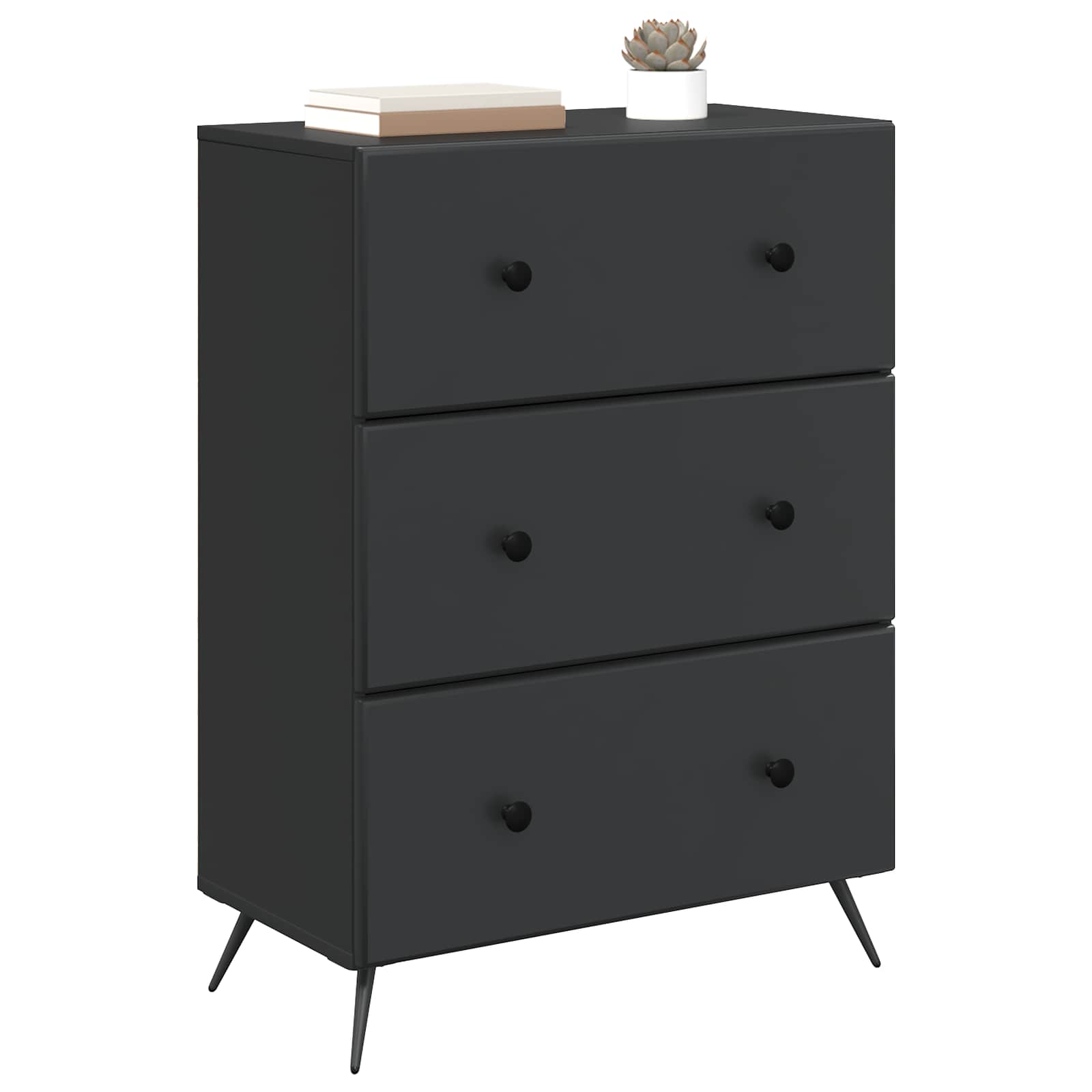 Ormar s ladicama Crna 66 x 34,5 x 90 cm Konstruirano drvo