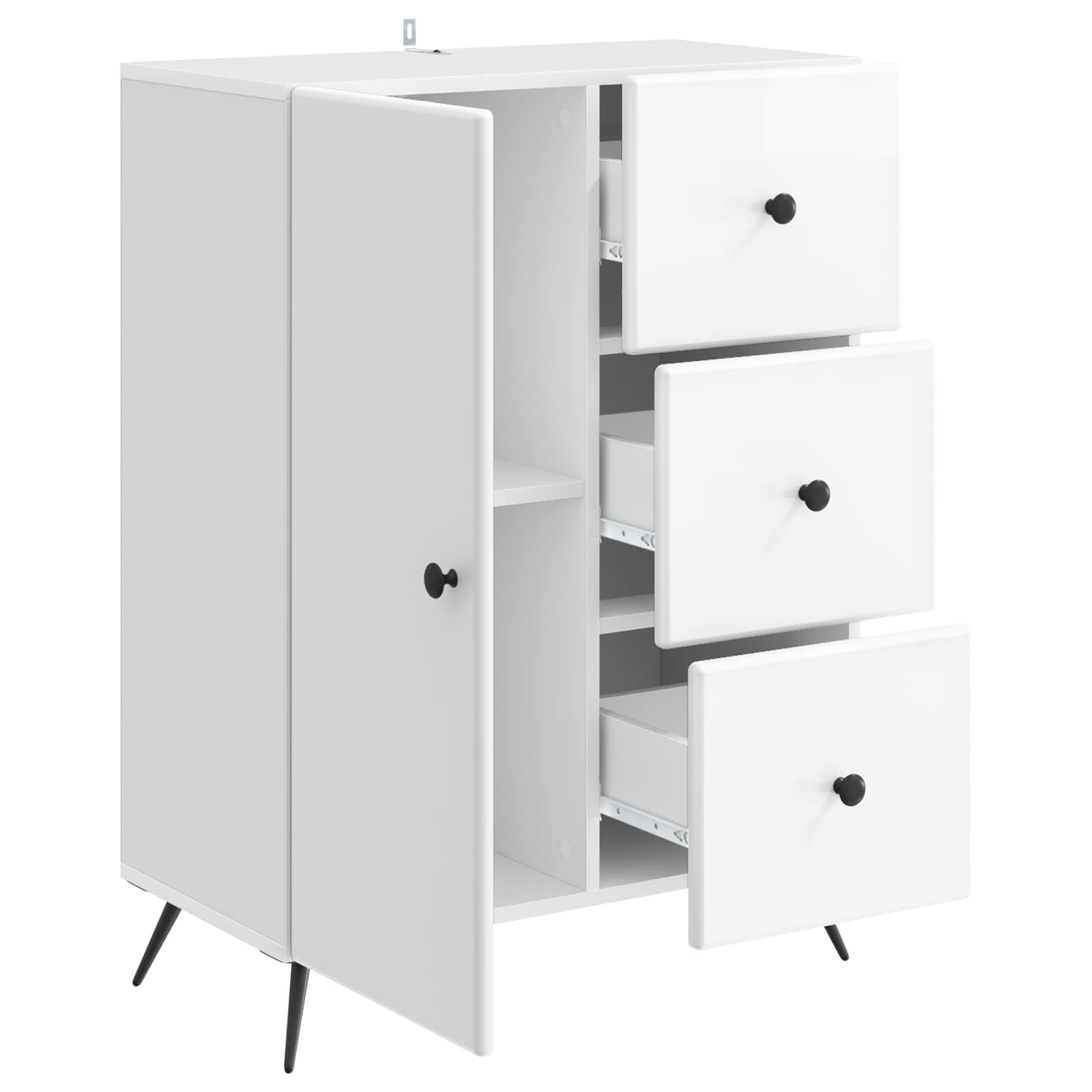 Kreveta s ladicama Bijela visokog sjaja 66 x 34,5 x 90 cm