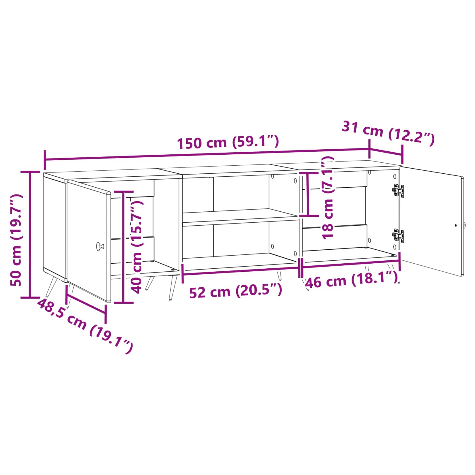 TV ormar Bijela 150 x 31 x 50 cm Konstruirano drvo