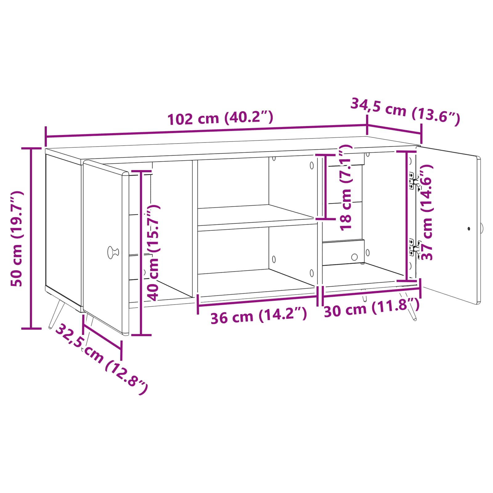 TV ormar Betonska siva 102 x 34,5 x 50 cm Konstruirano drvo