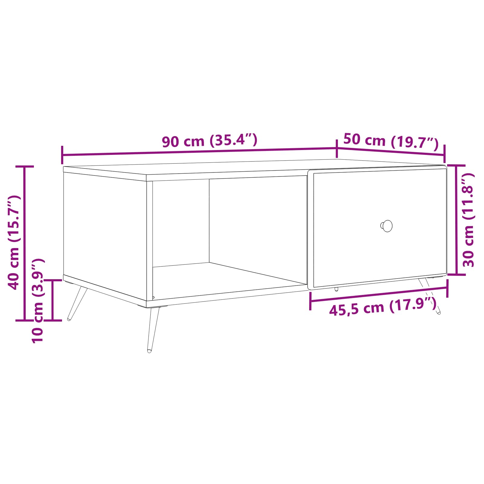 Kava Stol Dimljeni hrast 90 x 50 x 40 cm Konstruirano drvo
