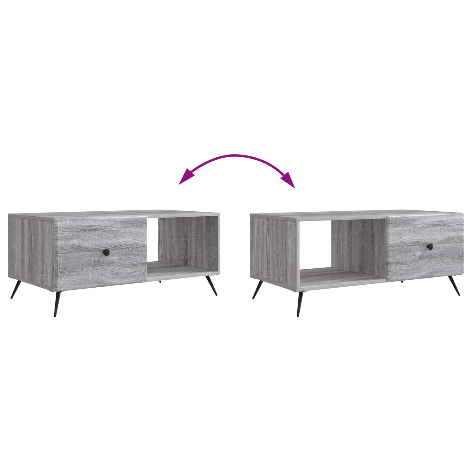 Kava Stol Siva sonoma 90 x 50 x 40 cm Konstruirano drvo