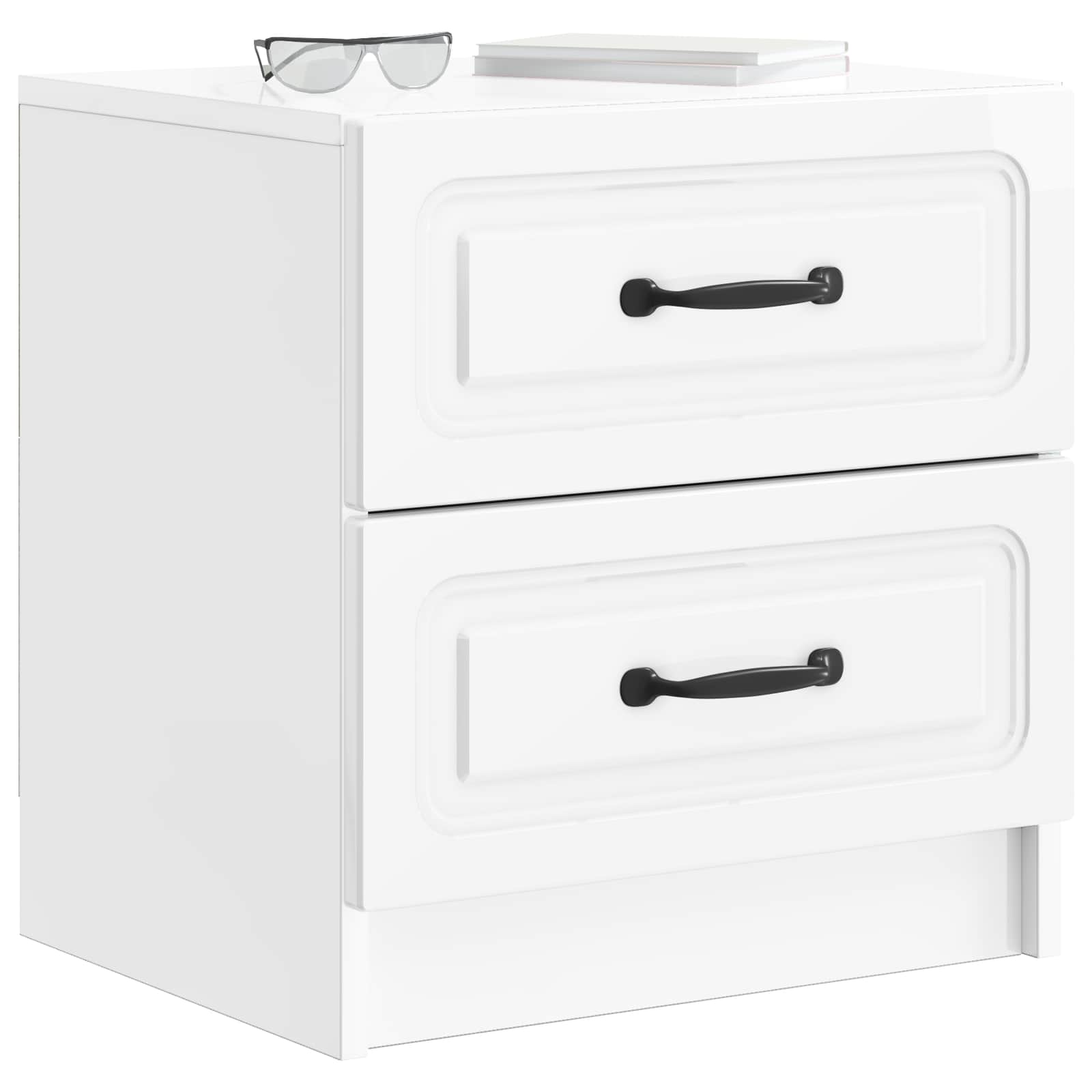 Noćni ormar s ladicama Bijela visokog sjaja 43 x 34,5 x 44,5 cm