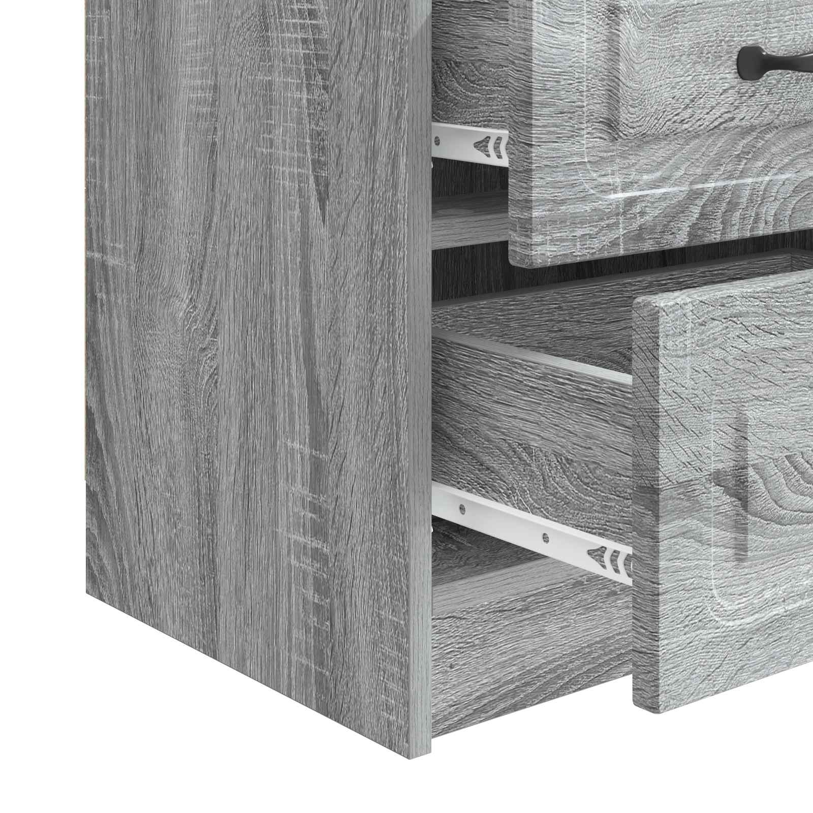 Noćni ormar s ladicama 2 pcs Siva sonoma 43 x 34,5 x 44,5 cm