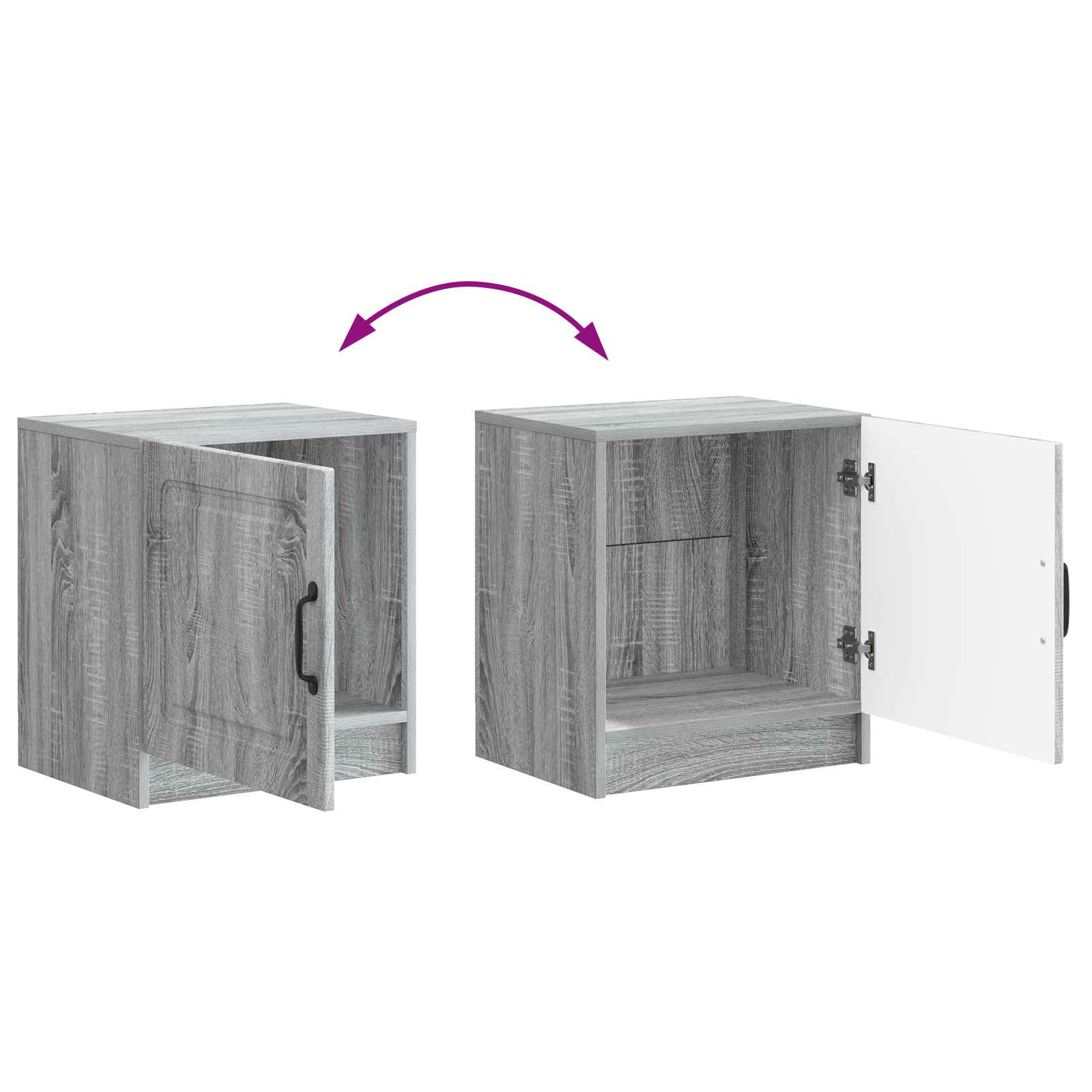 Noćni ormar 2 pcs Siva sonoma 43 x 34,5 x 47 cm