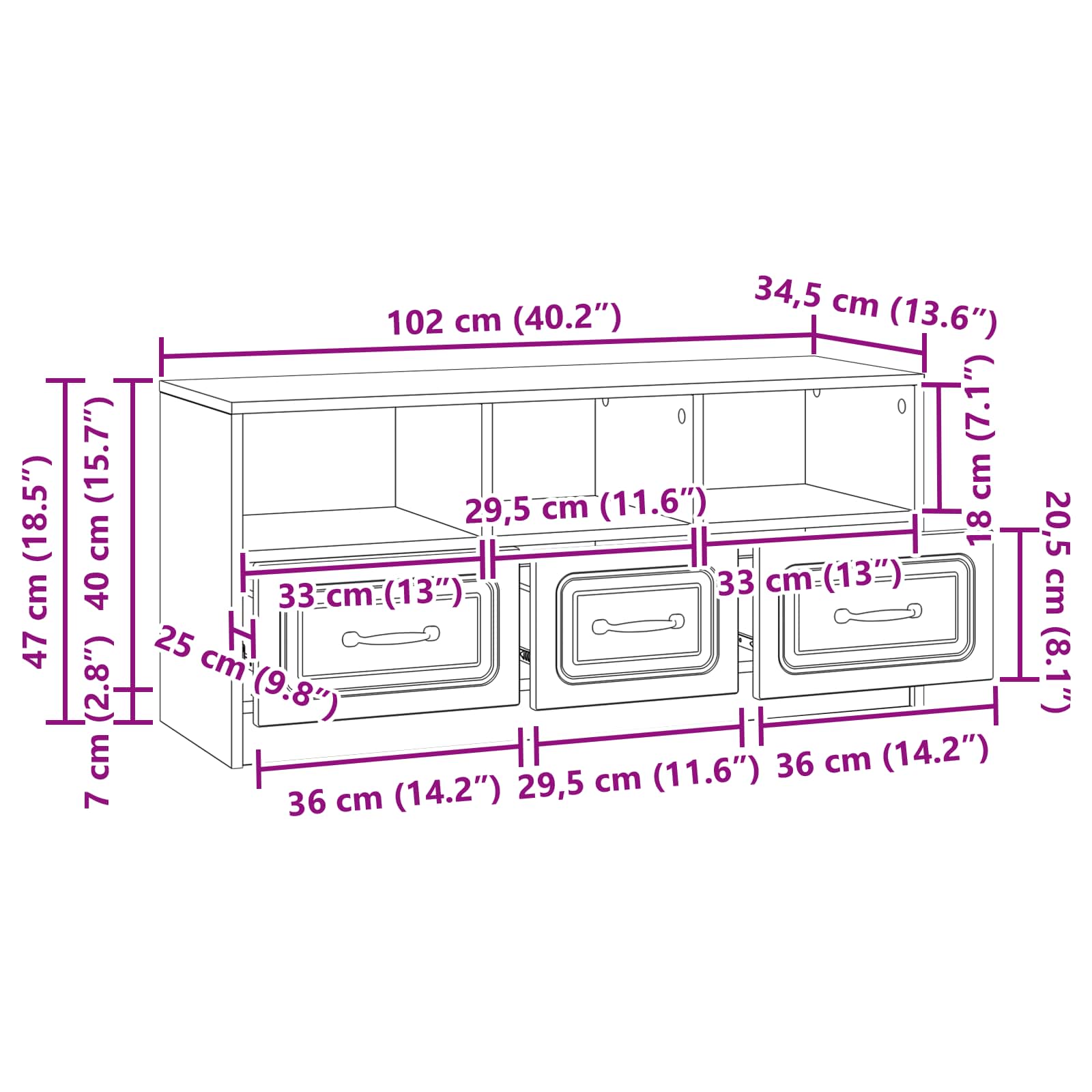 TV ormar Dimljeni hrast 102 x 34,5 x 47 cm Konstruirano drvo