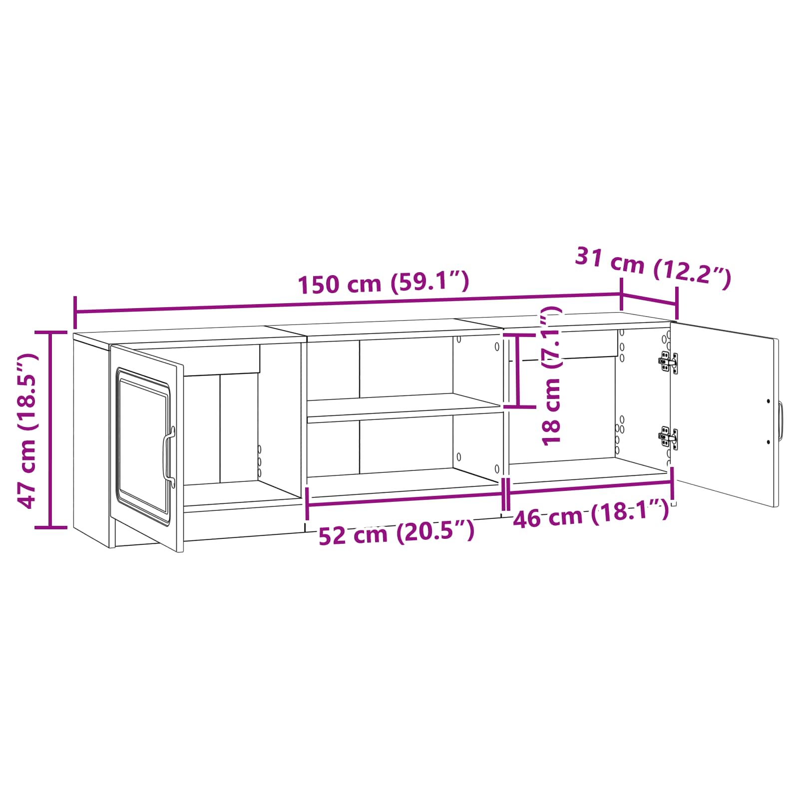 TV ormar Betonska siva 150 x 31 x 47 cm Konstruirano drvo