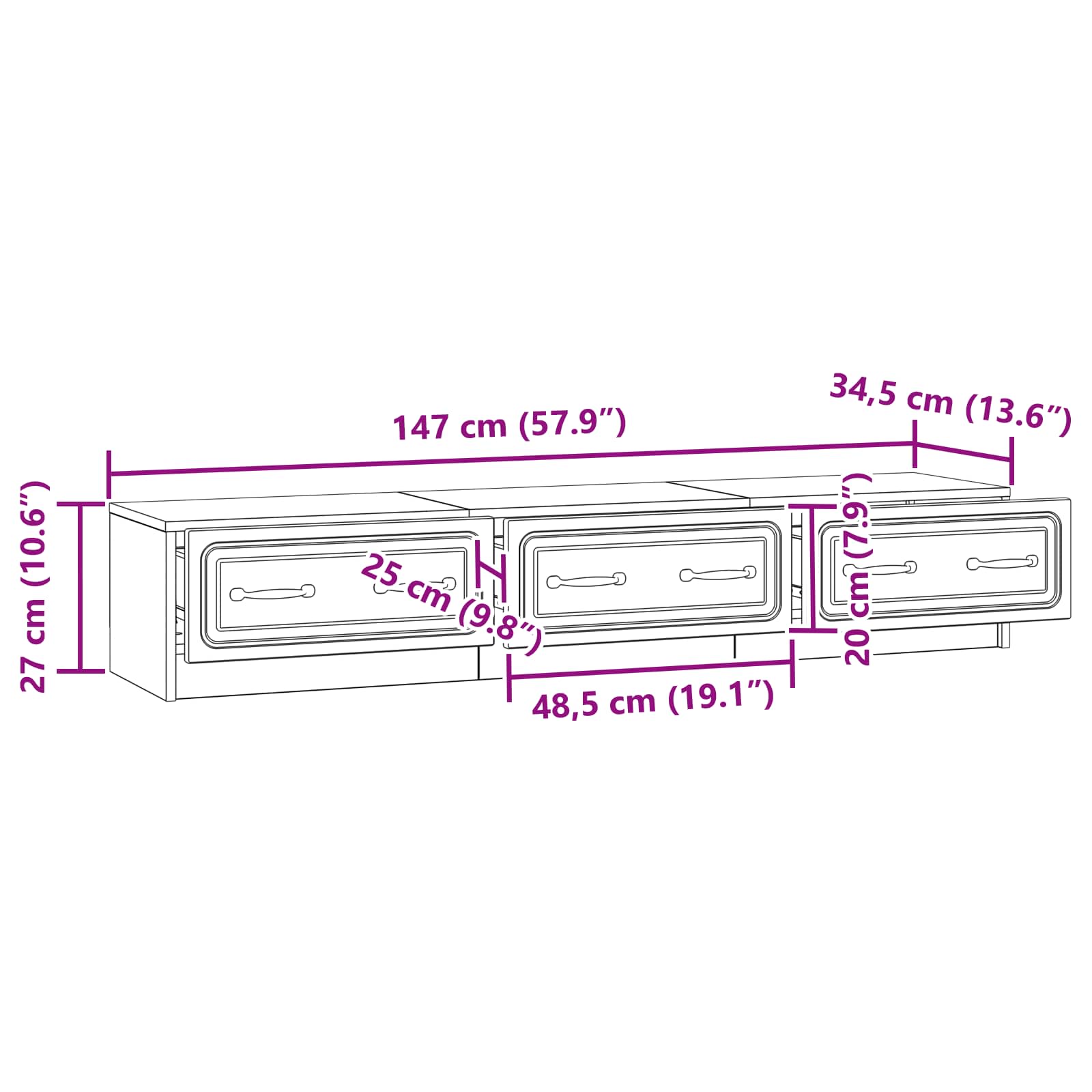 TV ormar Siva sonoma 147 x 34,5 x 27 cm Konstruirano drvo
