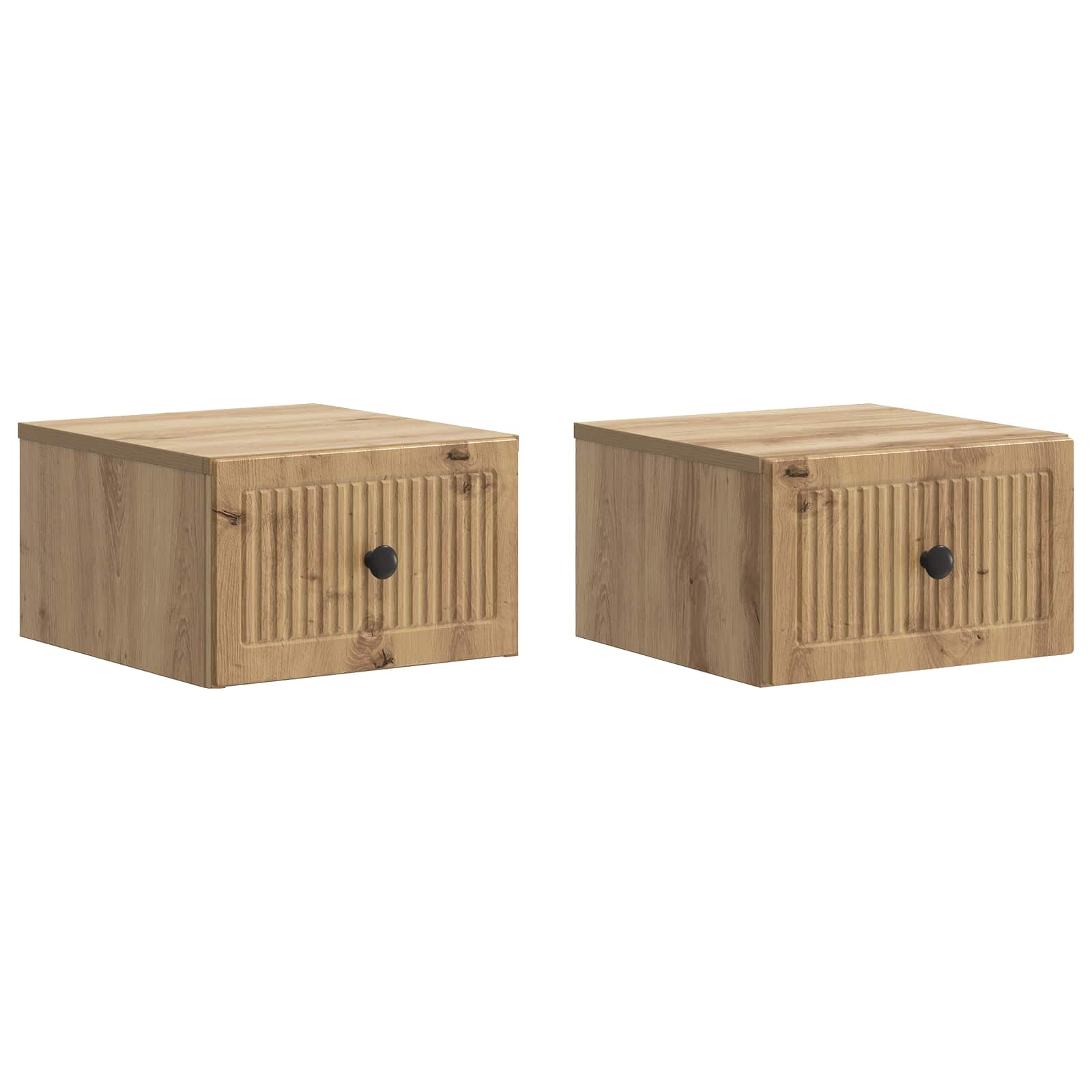 Noćni ormarić za montažu na zid s ladicama 2 pcs Hrast artisan