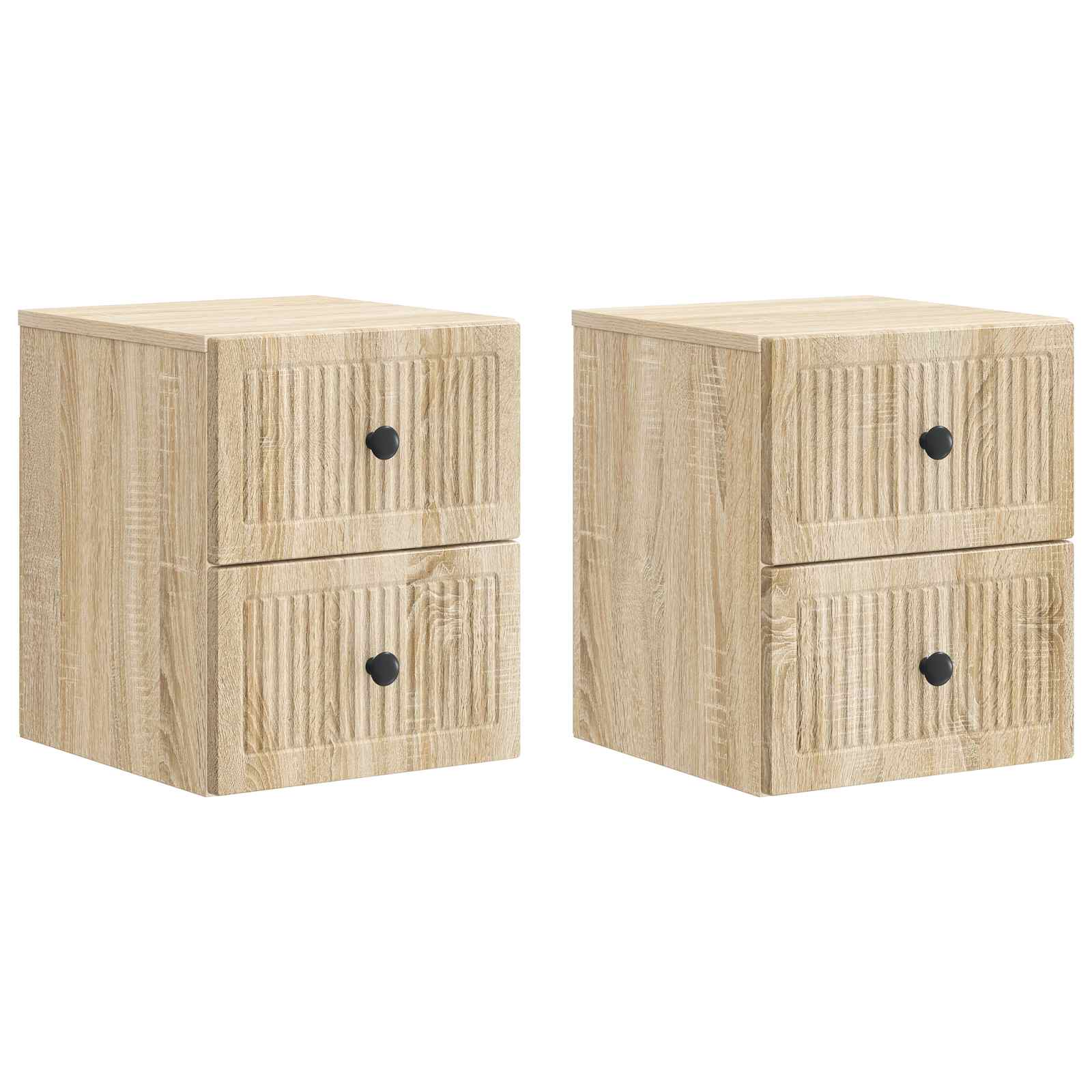Noćni ormarić za montažu na zid s ladicama 2 pcs Hrast sonoma