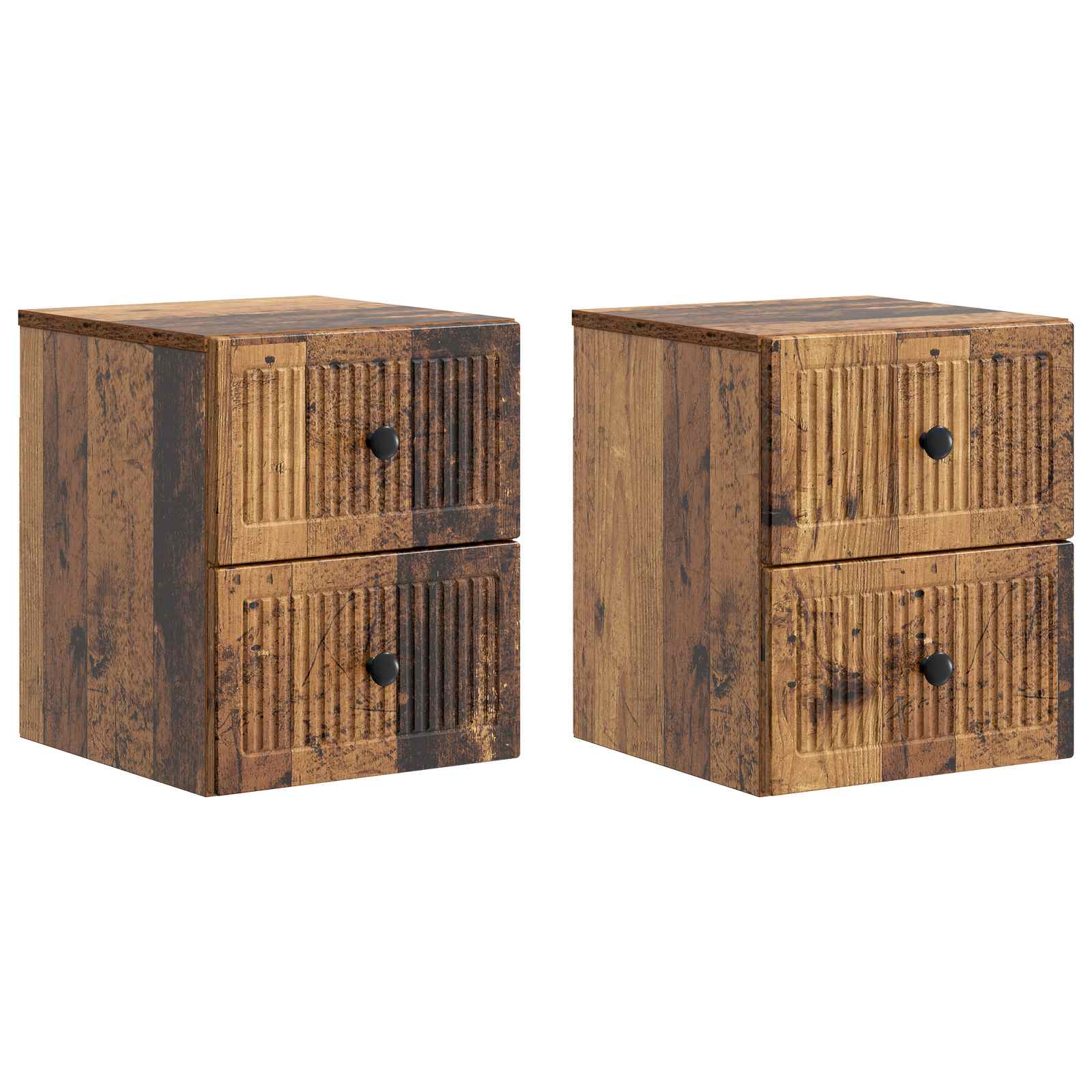 Noćni ormarić za montažu na zid s ladicama 2 pcs Staro drvo