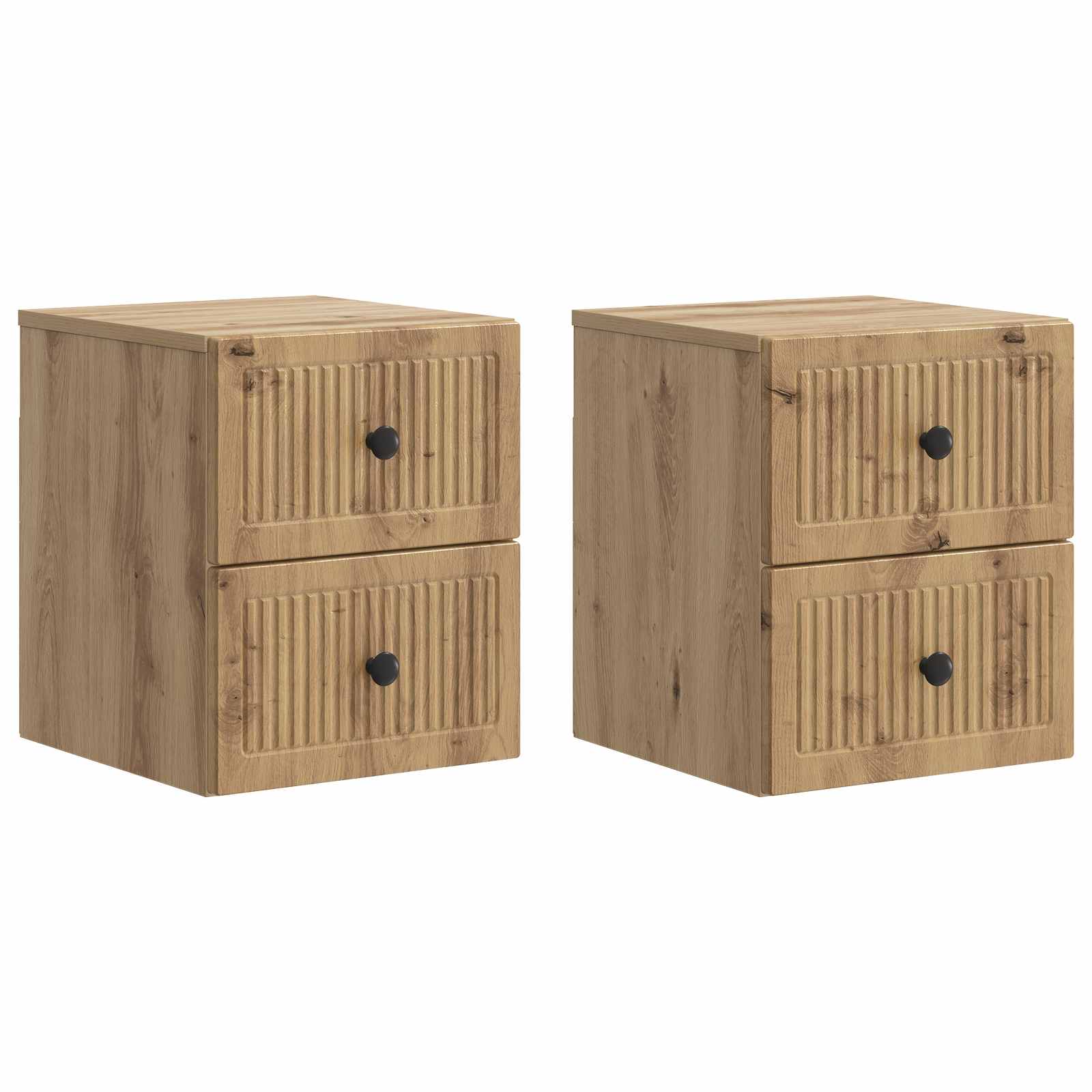 Noćni ormarić za montažu na zid s ladicama 2 pcs Hrast artisan