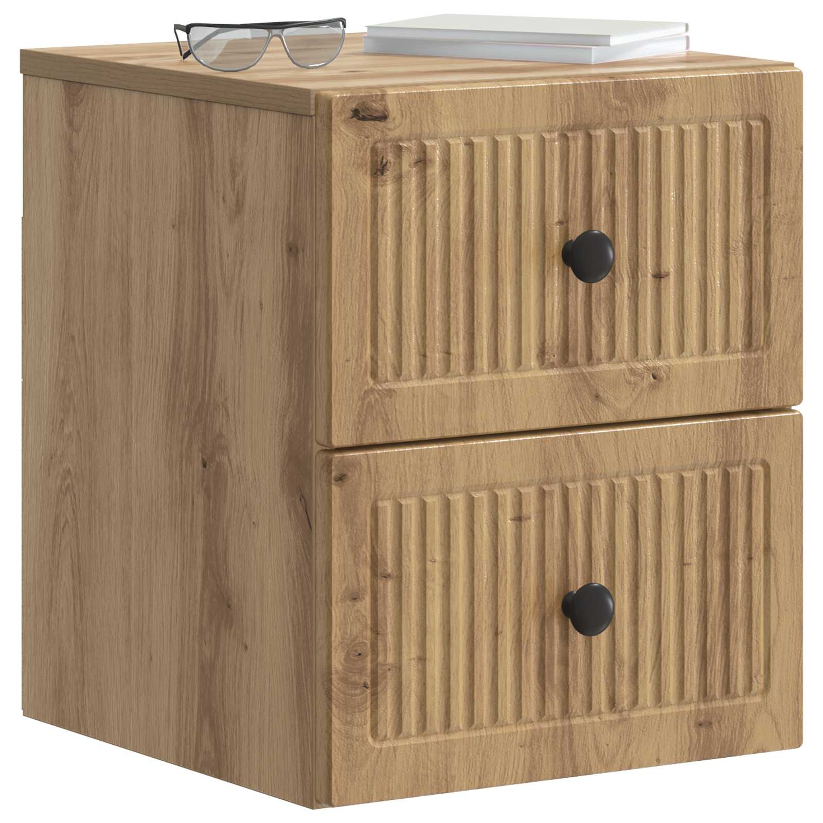 Noćni ormarić za montažu na zid s ladicama 2 pcs Hrast artisan