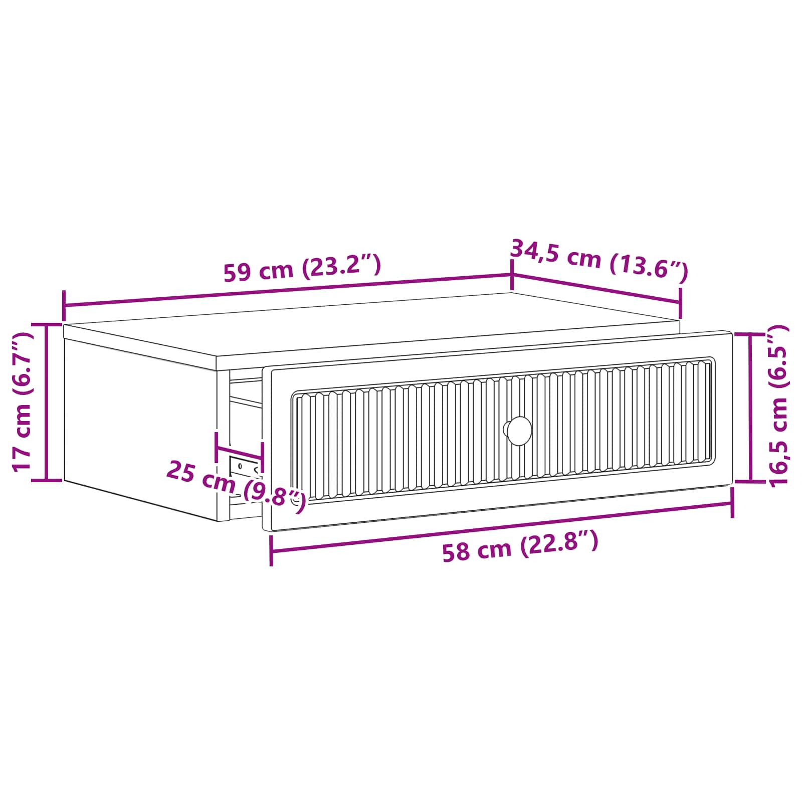 Stolna montirana na zid Dimljeni hrast 59 x 34,5 x 17 cm