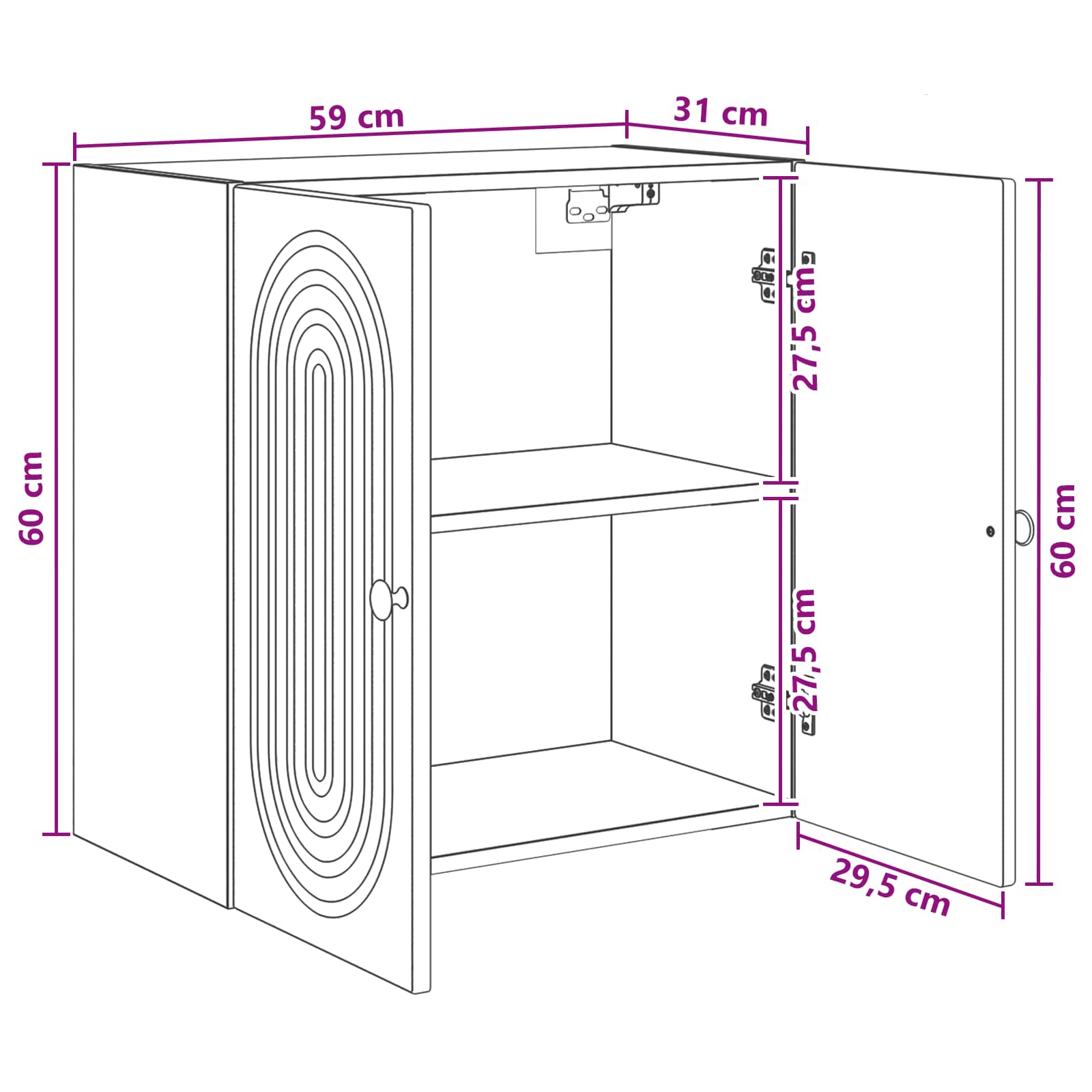Ormar za montažu na zid Betonska siva 59 x 31 x 60 cm