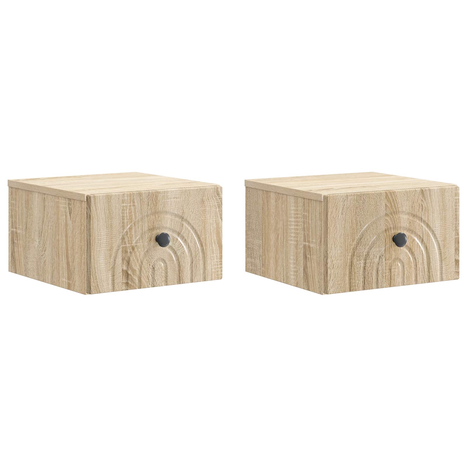 Noćni ormarić za montažu na zid s ladicama 2 pcs Hrast sonoma