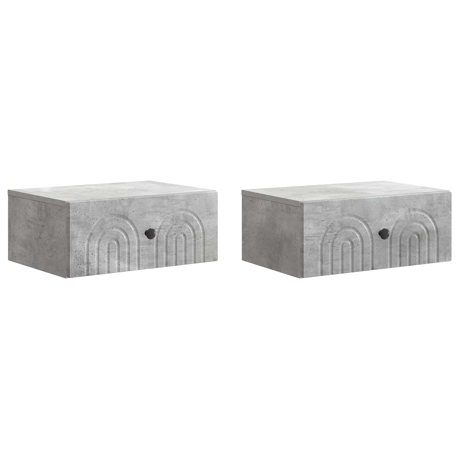 Noćni ormarić za montažu na zid s ladicama 2 pcs Betonska siva