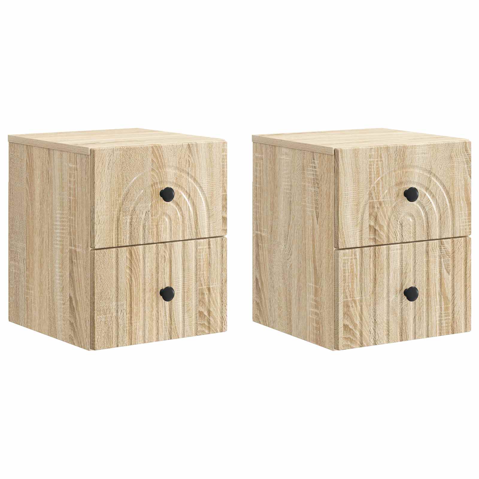 Noćni ormarić za montažu na zid s ladicama 2 pcs Hrast sonoma