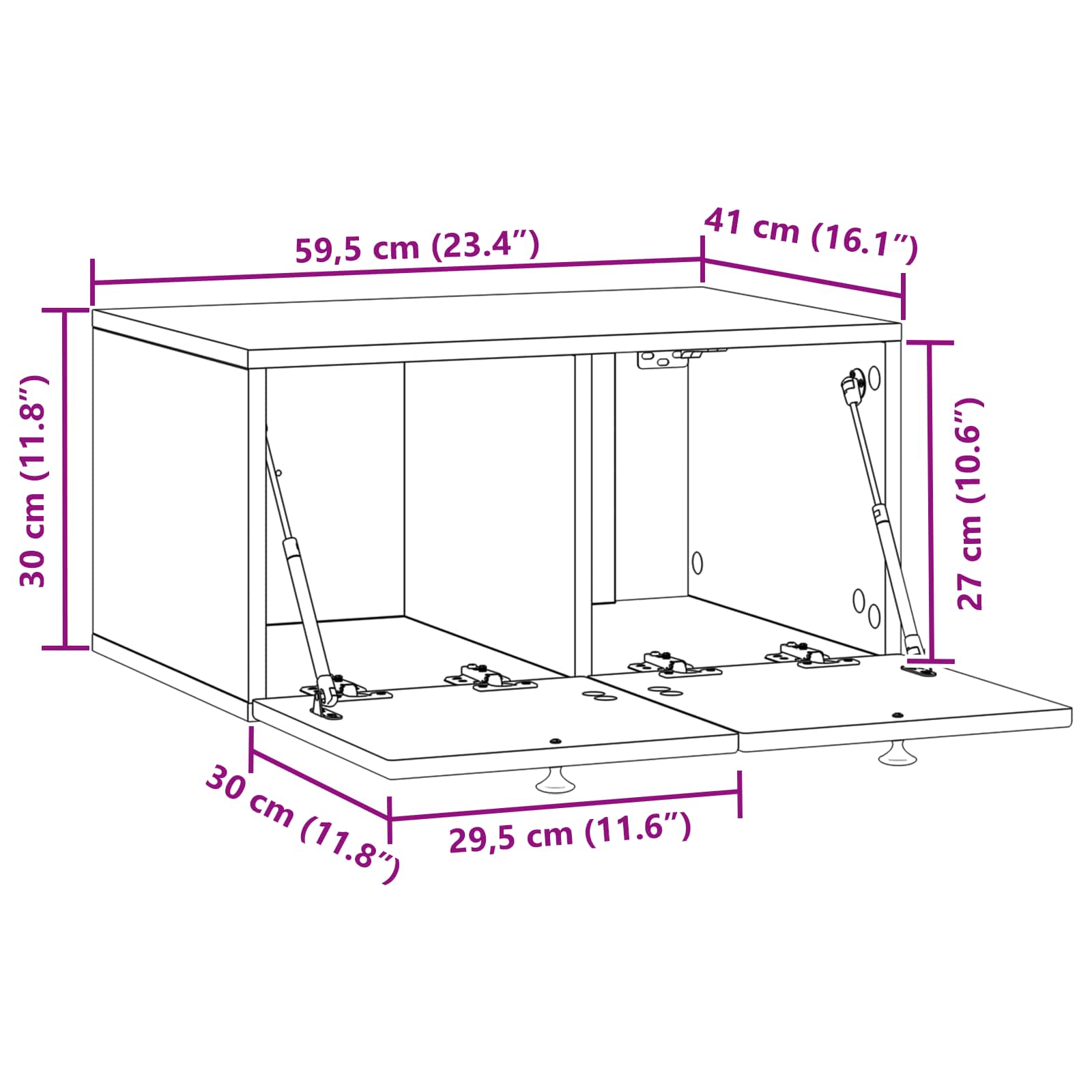 TV ormar za zid Bijela 59,5 x 41 x 30 cm Konstruirano drvo