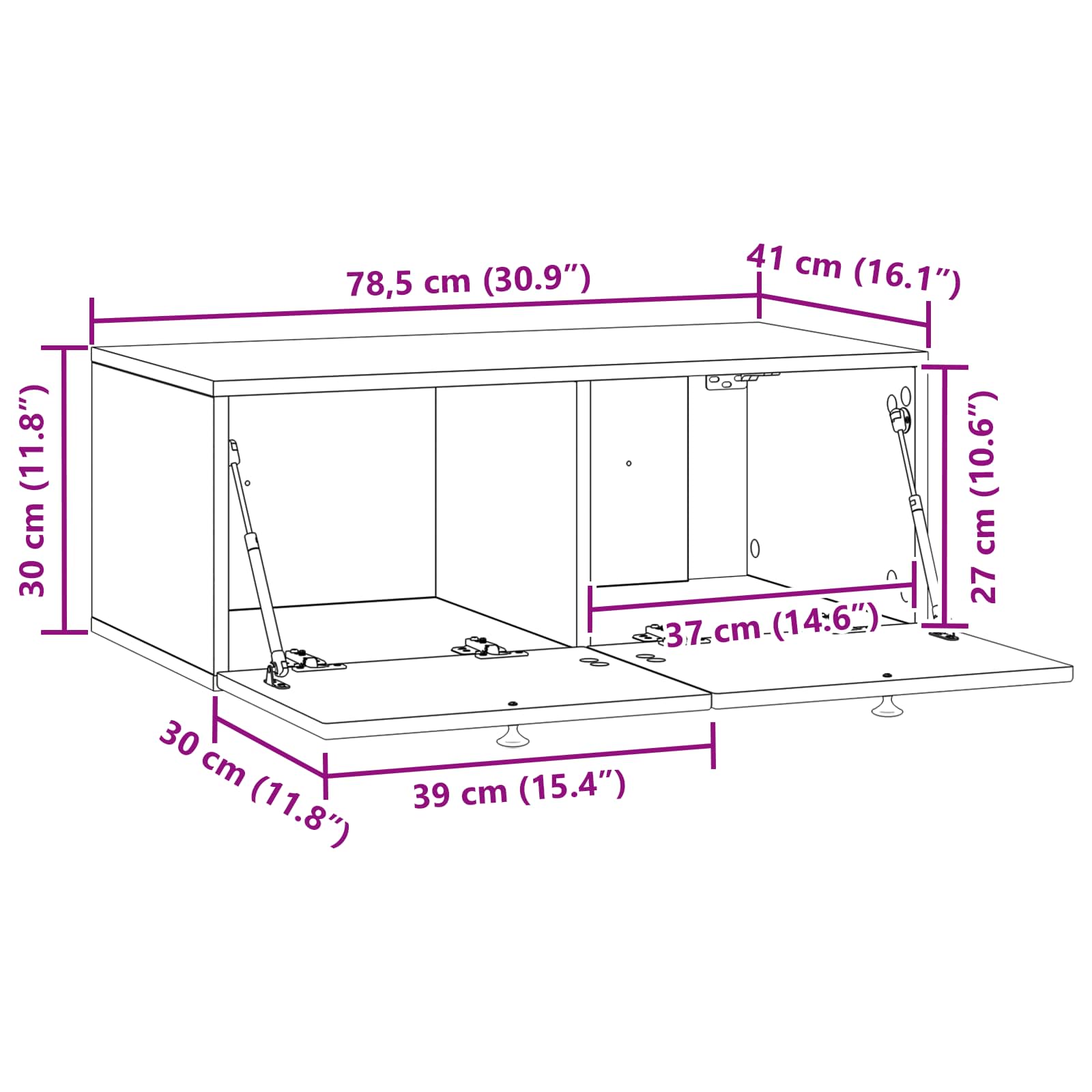 TV ormar za zid Siva sonoma 78,5 x 41 x 30 cm Konstruirano drvo