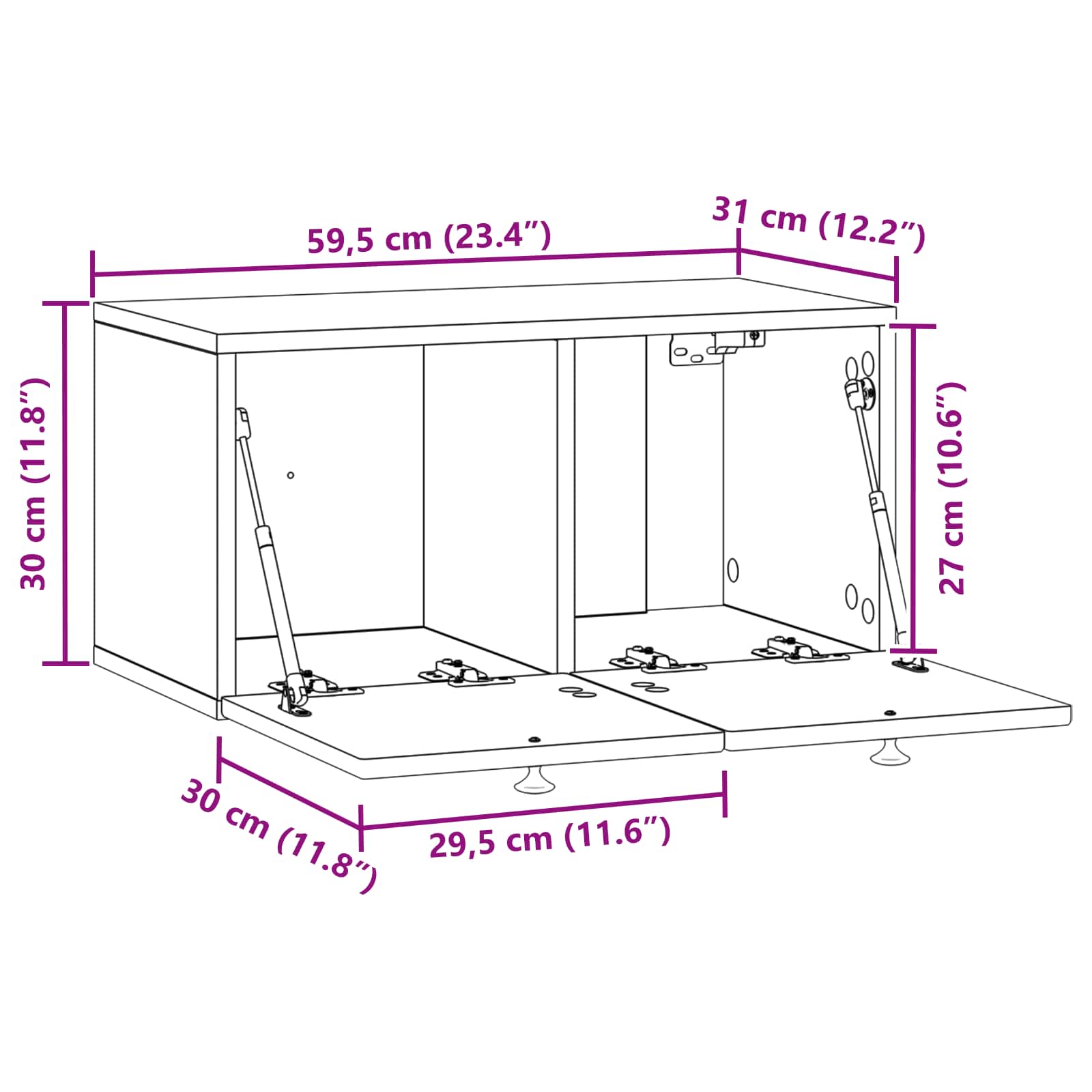 TV ormar za zid Zidne Hrast sonoma 59,5 x 31 x 30 cm