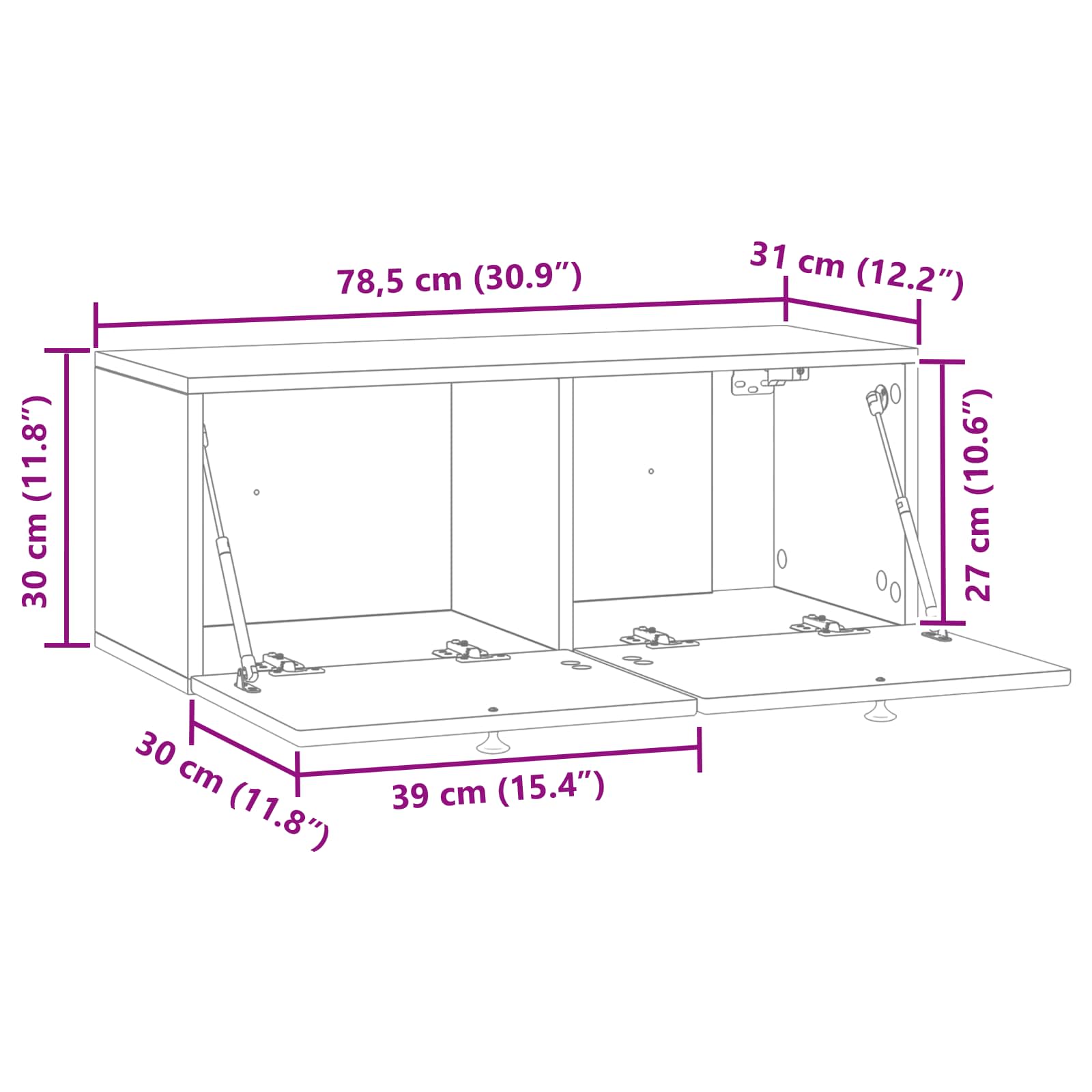 TV ormar za zid Zidne Crna 78,5 x 31 x 30 cm Konstruirano drvo