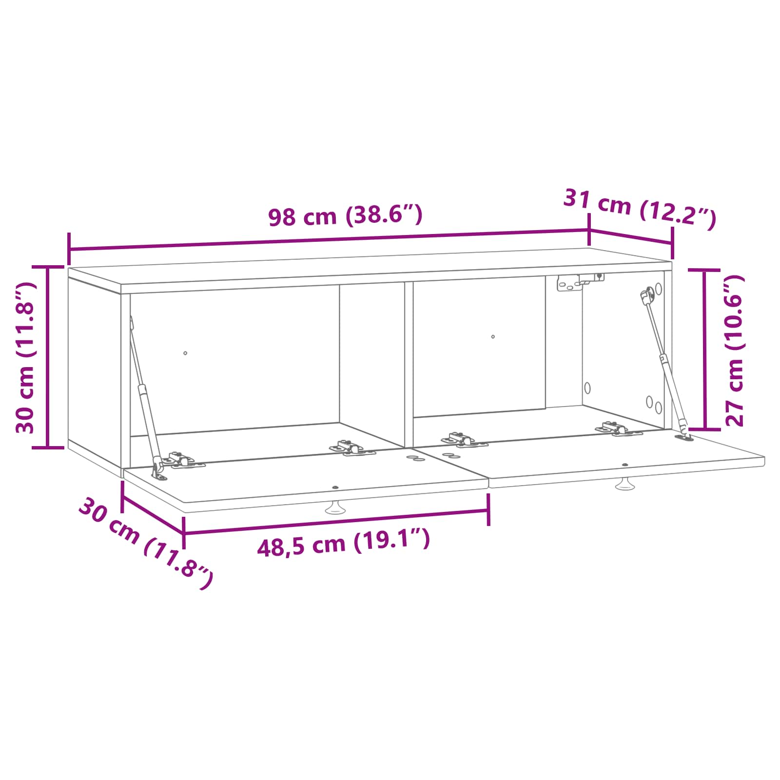 TV ormar za zid Hrast artisan 98 x 31 x 30 cm Konstruirano drvo