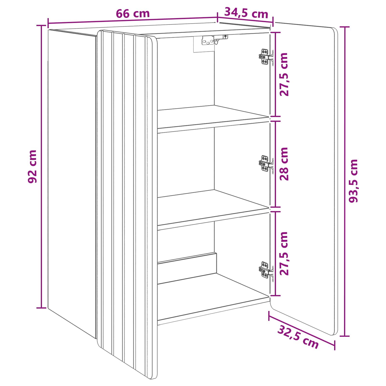 Ormar za montažu na zid Siva Sonoma 66 x 34,5 x 92 cm