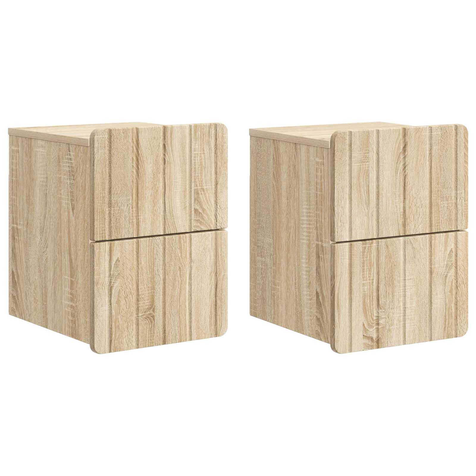 Noćni ormarić za montažu na zid s ladicama 2 pcs Hrast sonoma