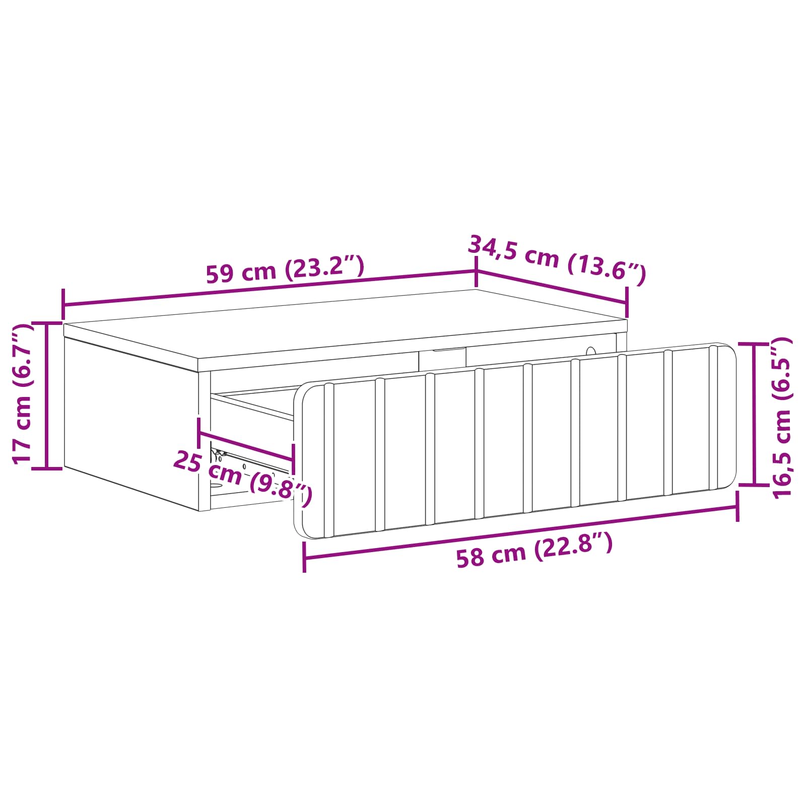 Stolna montirana na zid Betonska siva 59 x 34,5 x 17 cm