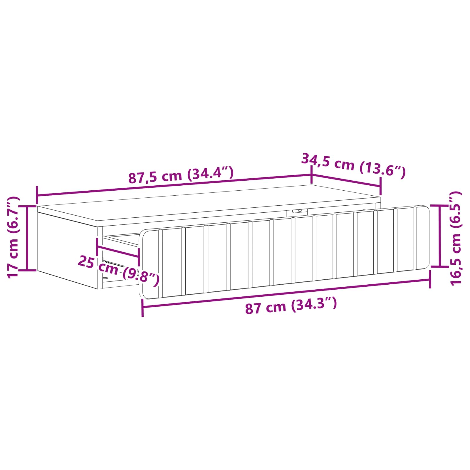 Stolna montirana na zid Betonska siva 87,5 x 34,5 x 17 cm